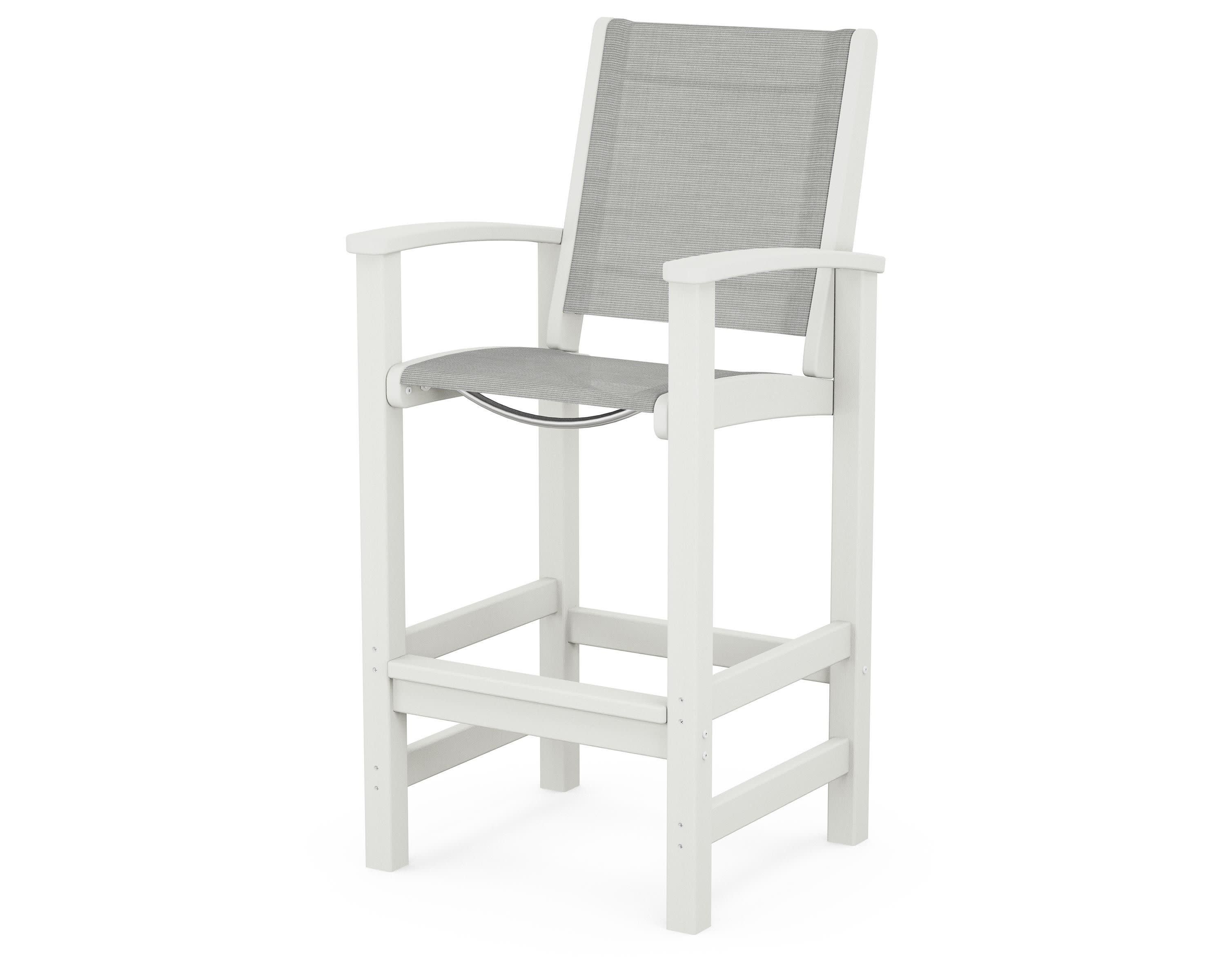 Coastal Bar Chair in Vintage White / Metallic Sling