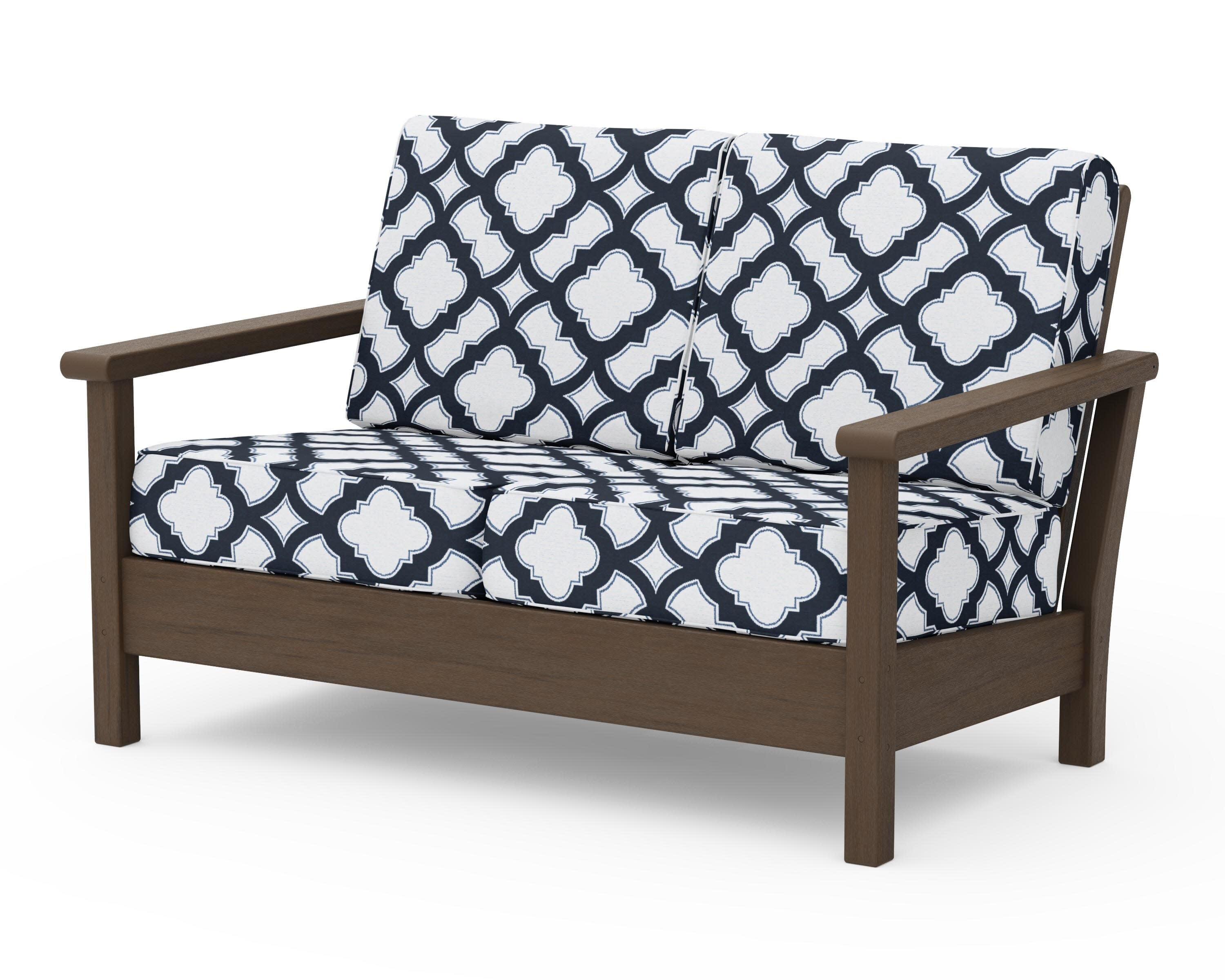 Harbour Deep Seating Loveseat in Kona / Trellis Marine Indigo