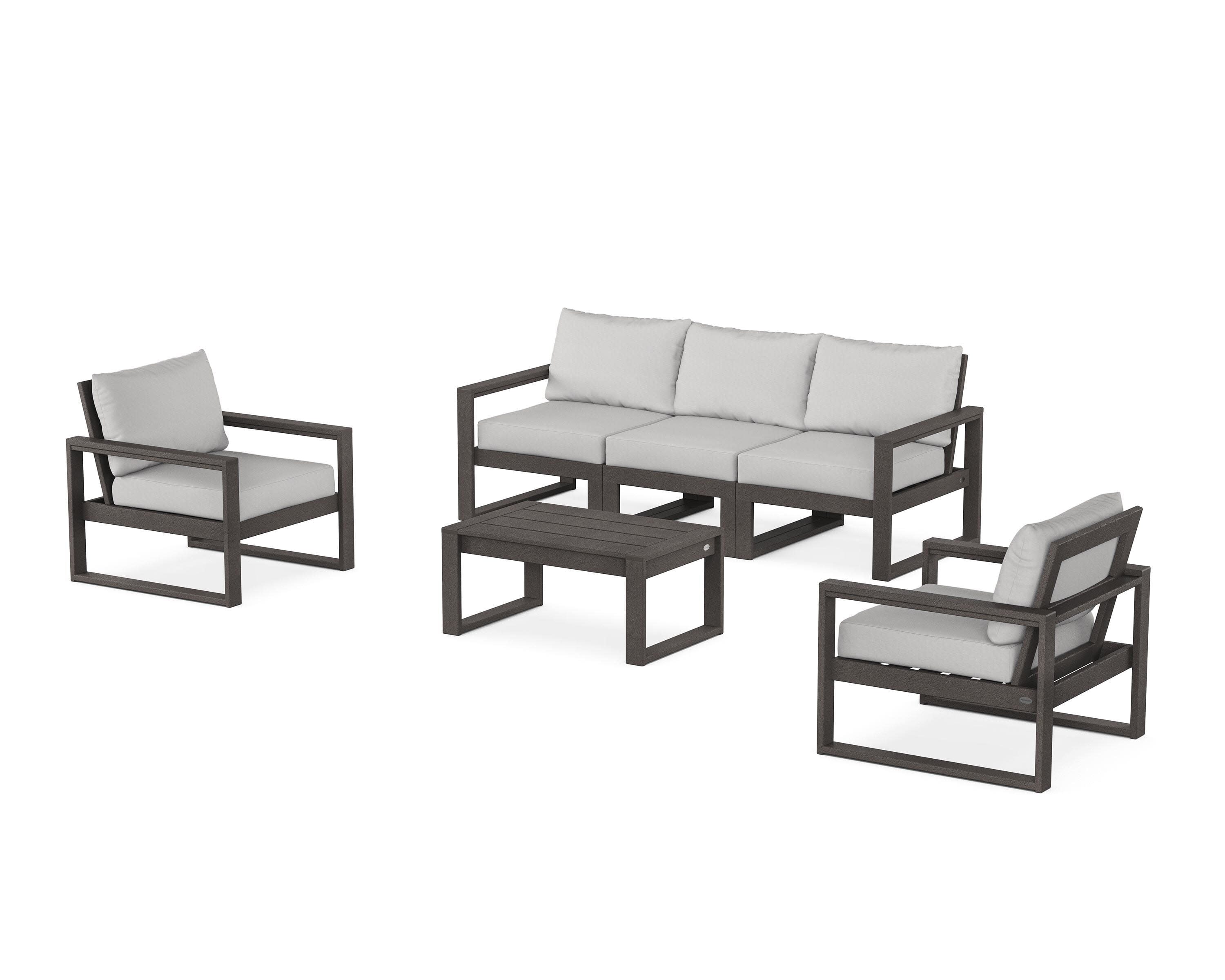 EDGE Sectional 4-Piece Deep Seating Set with Sofa in Vintage Coffee / Diamond in the Rough