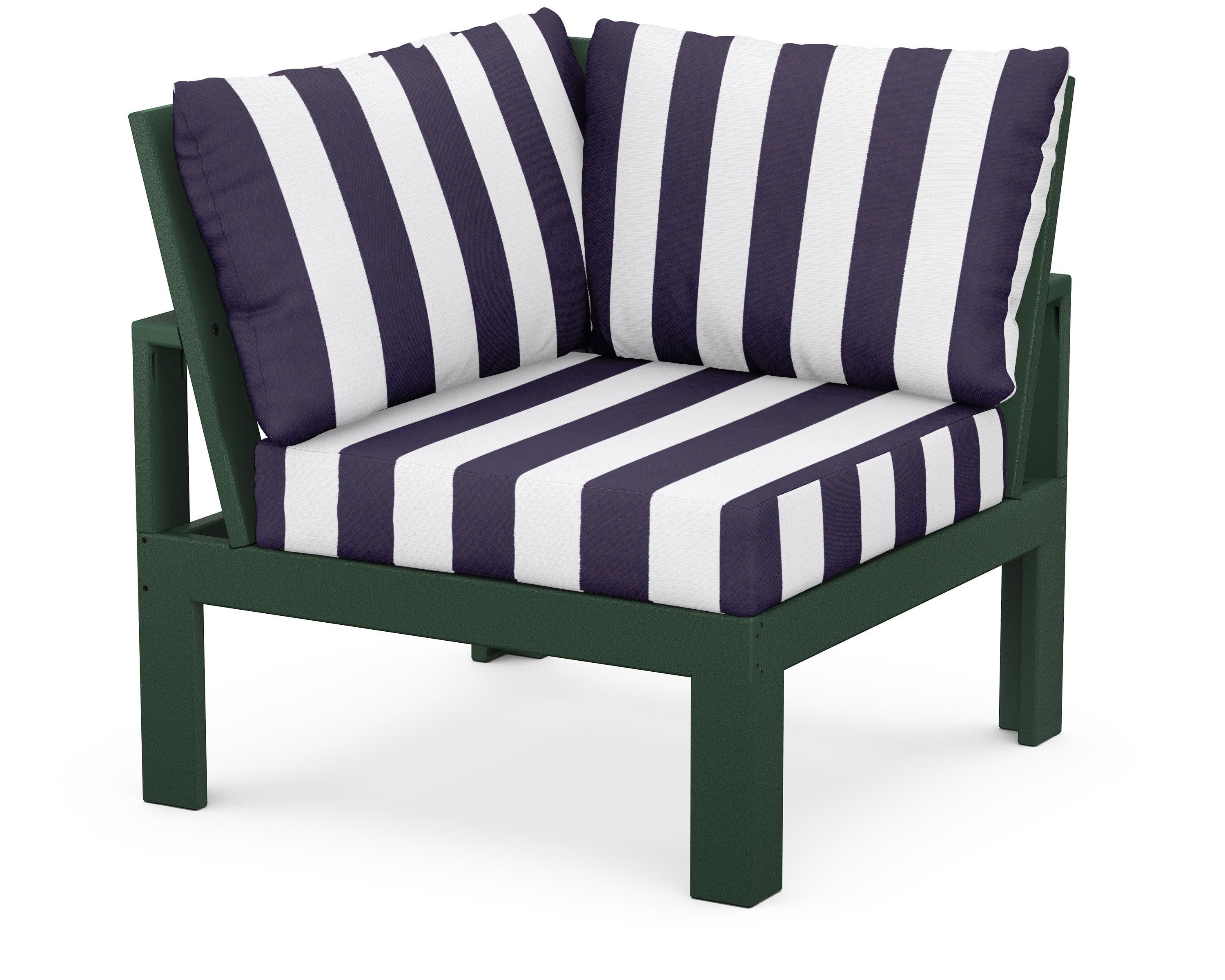 Modular Corner Chair in Green / Cabana Stripe Navy