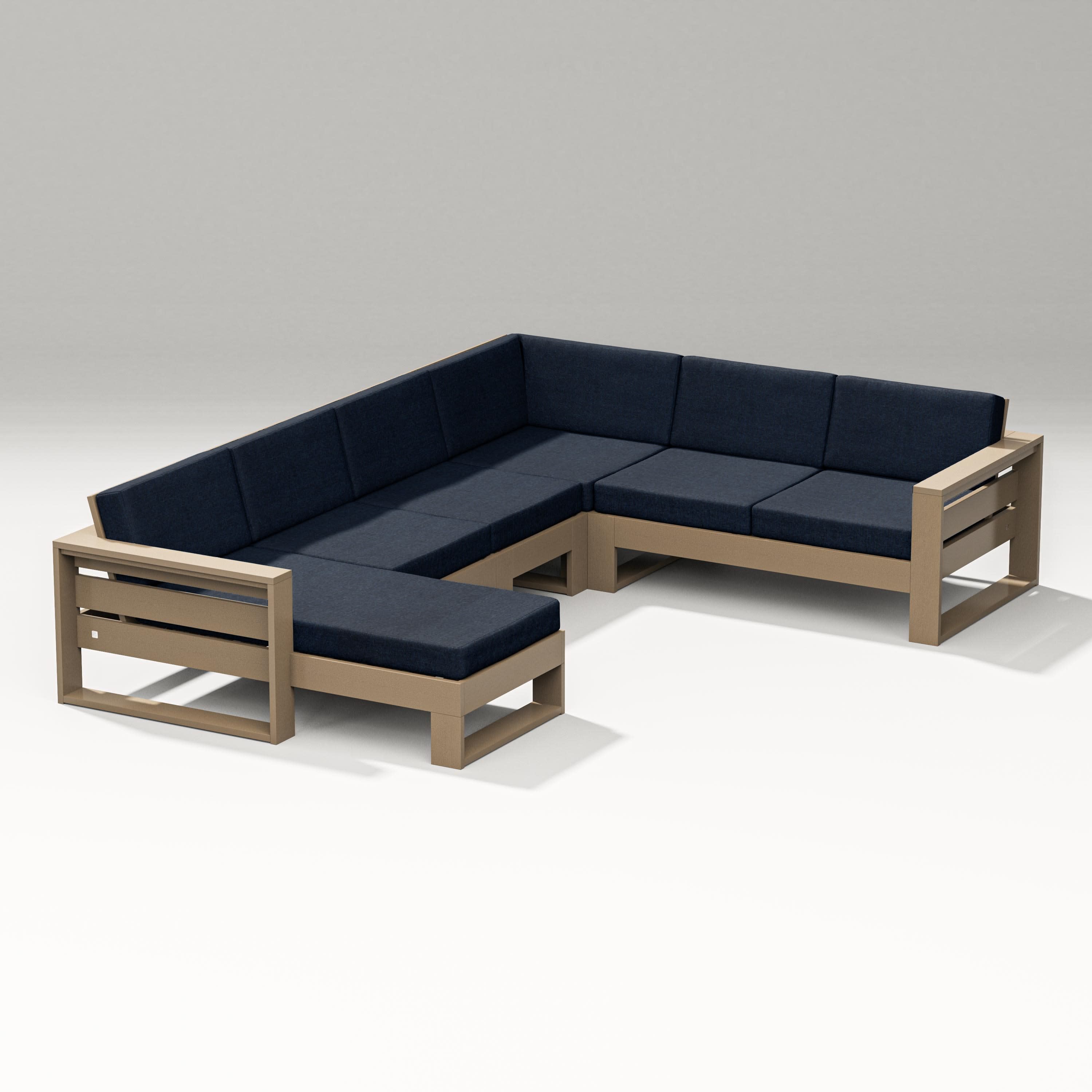 Latitude Corner Sectional with Left Chaise in Vintage Sahara / Marine Indigo