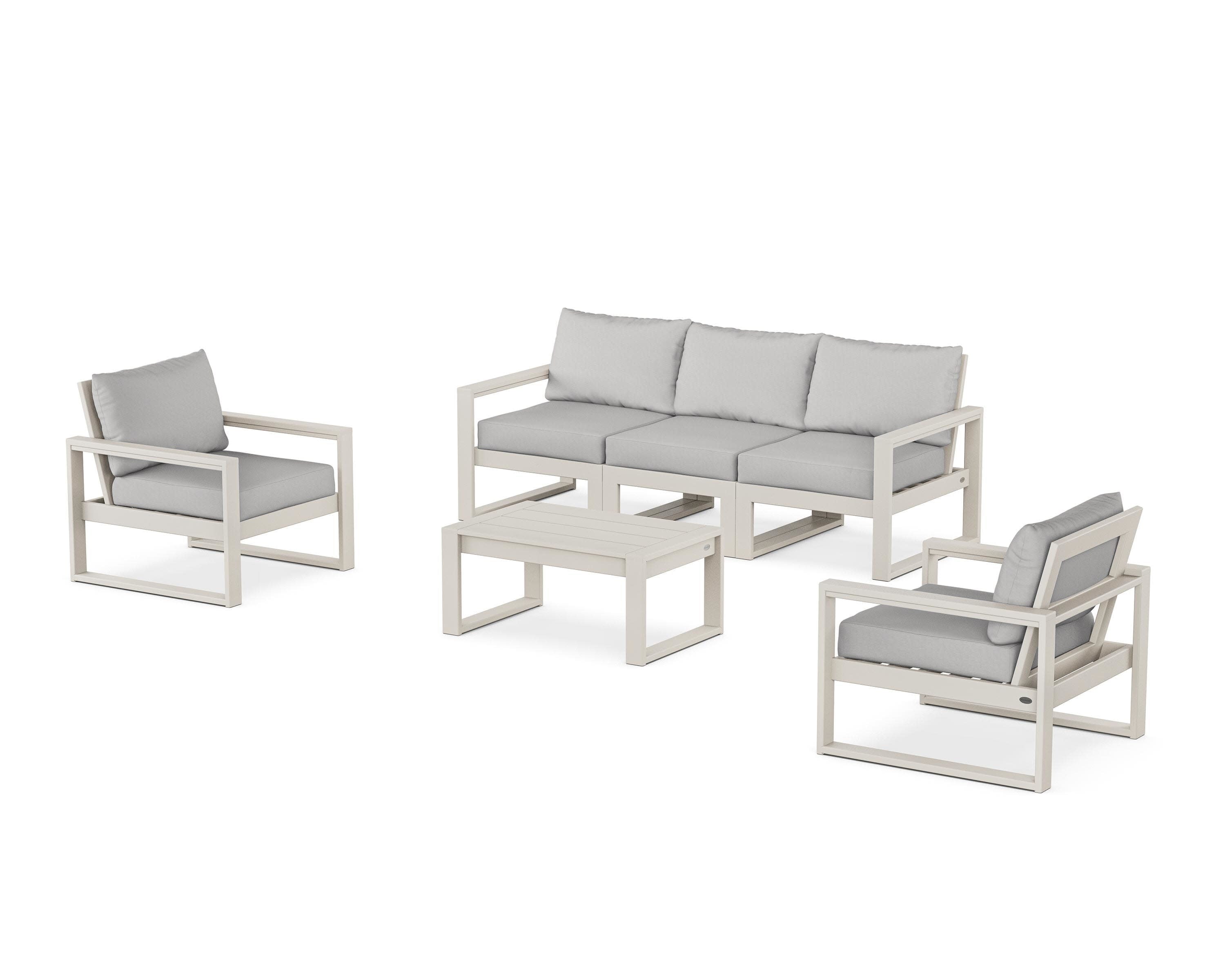 EDGE Sectional 4-Piece Deep Seating Set with Sofa in Sand / Diamond in the Rough