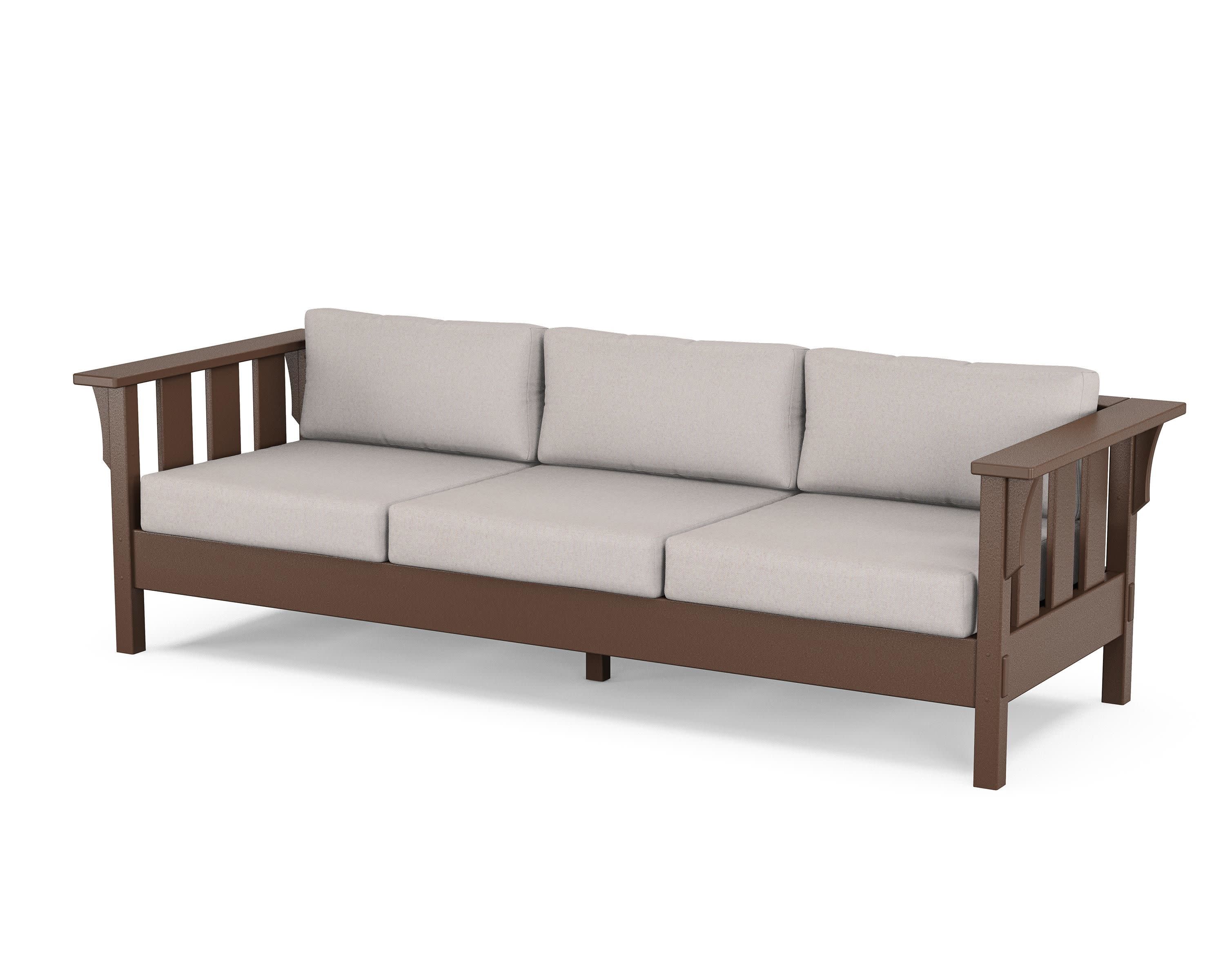 Acadia Deep Seating Sofa in Mahogany / Dune Burlap