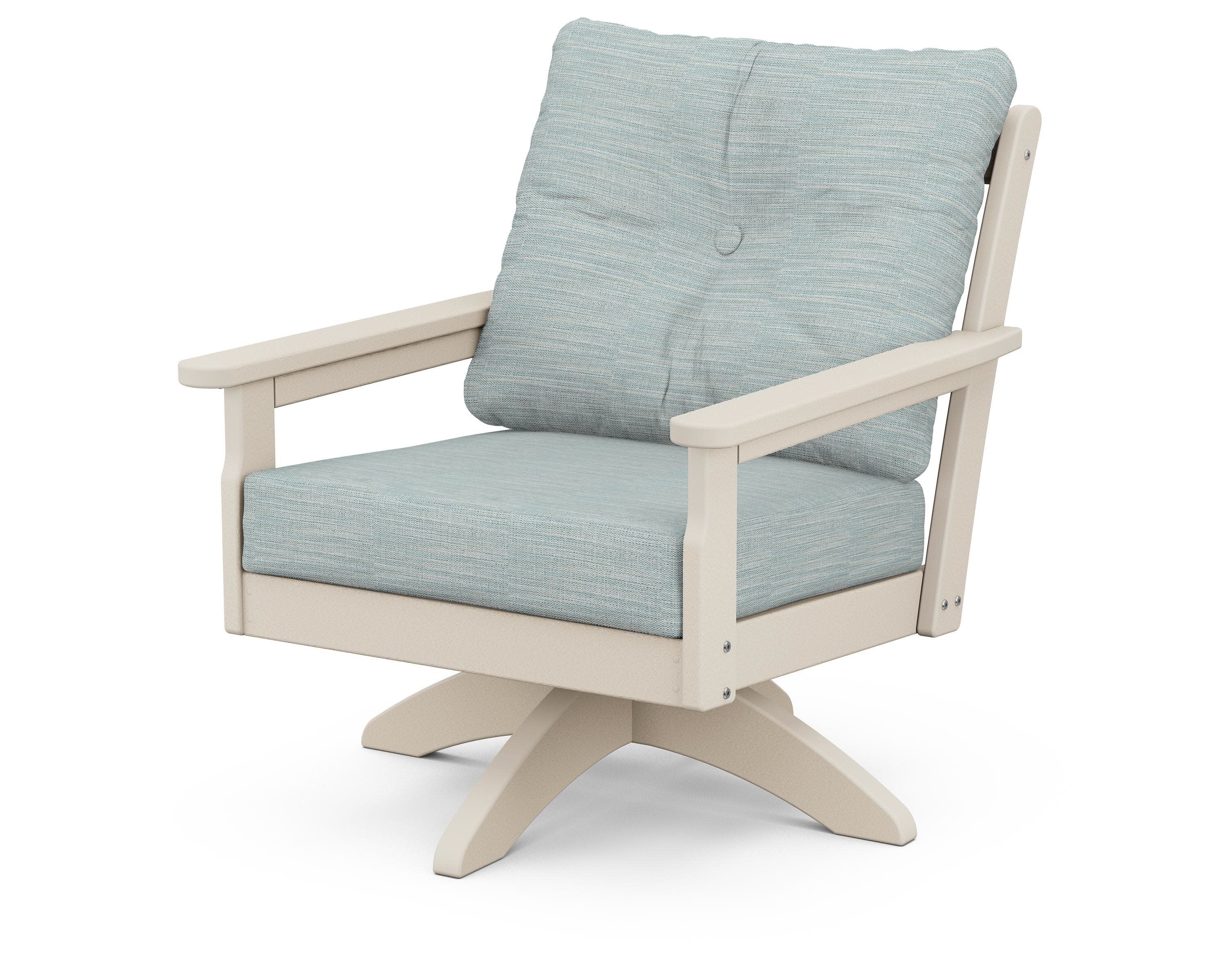 Vineyard Deep Seating Swivel Chair in Sand / Soothe Mist