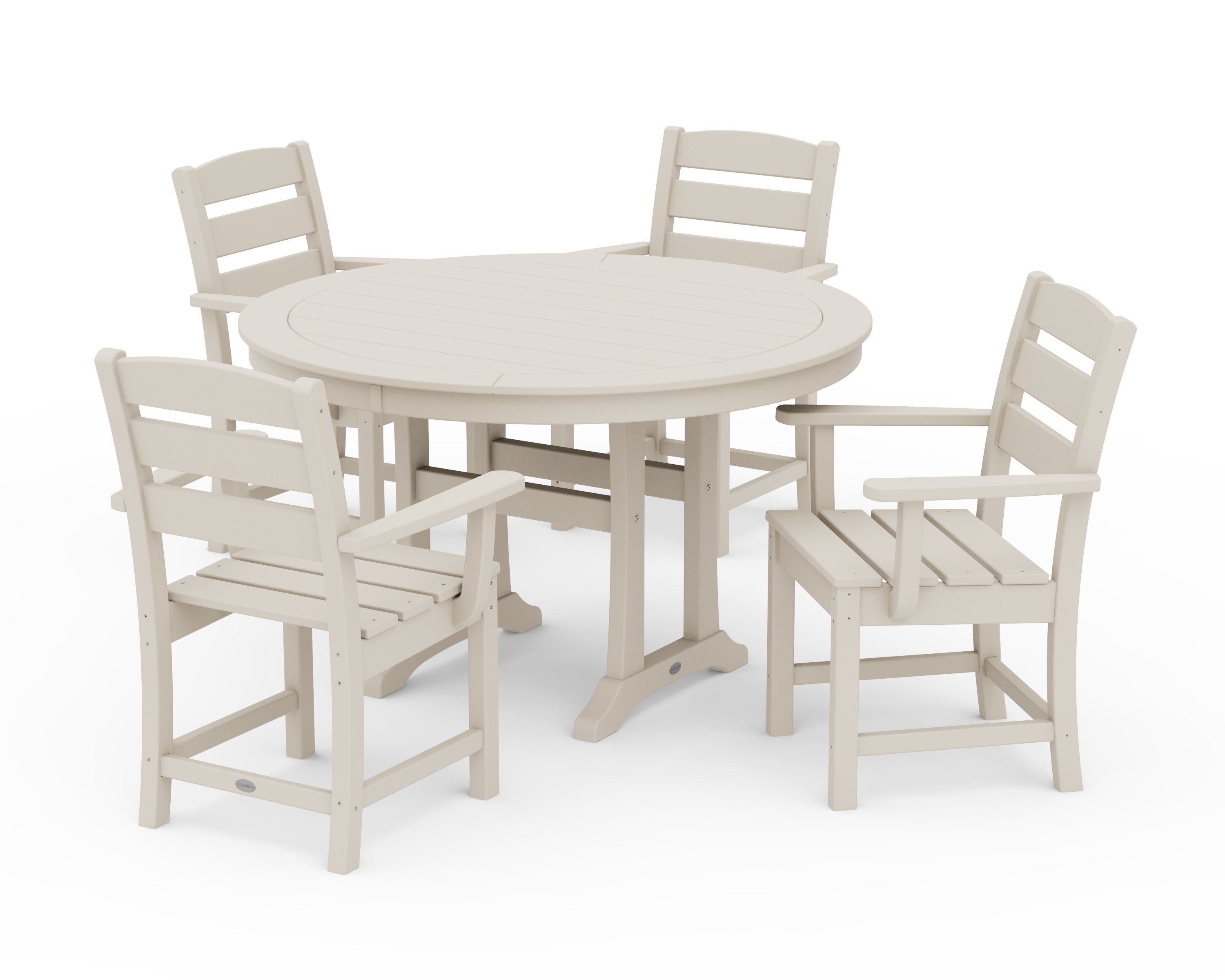Lakeside 5-Piece Round Dining Set with Trestle Legs in Sand