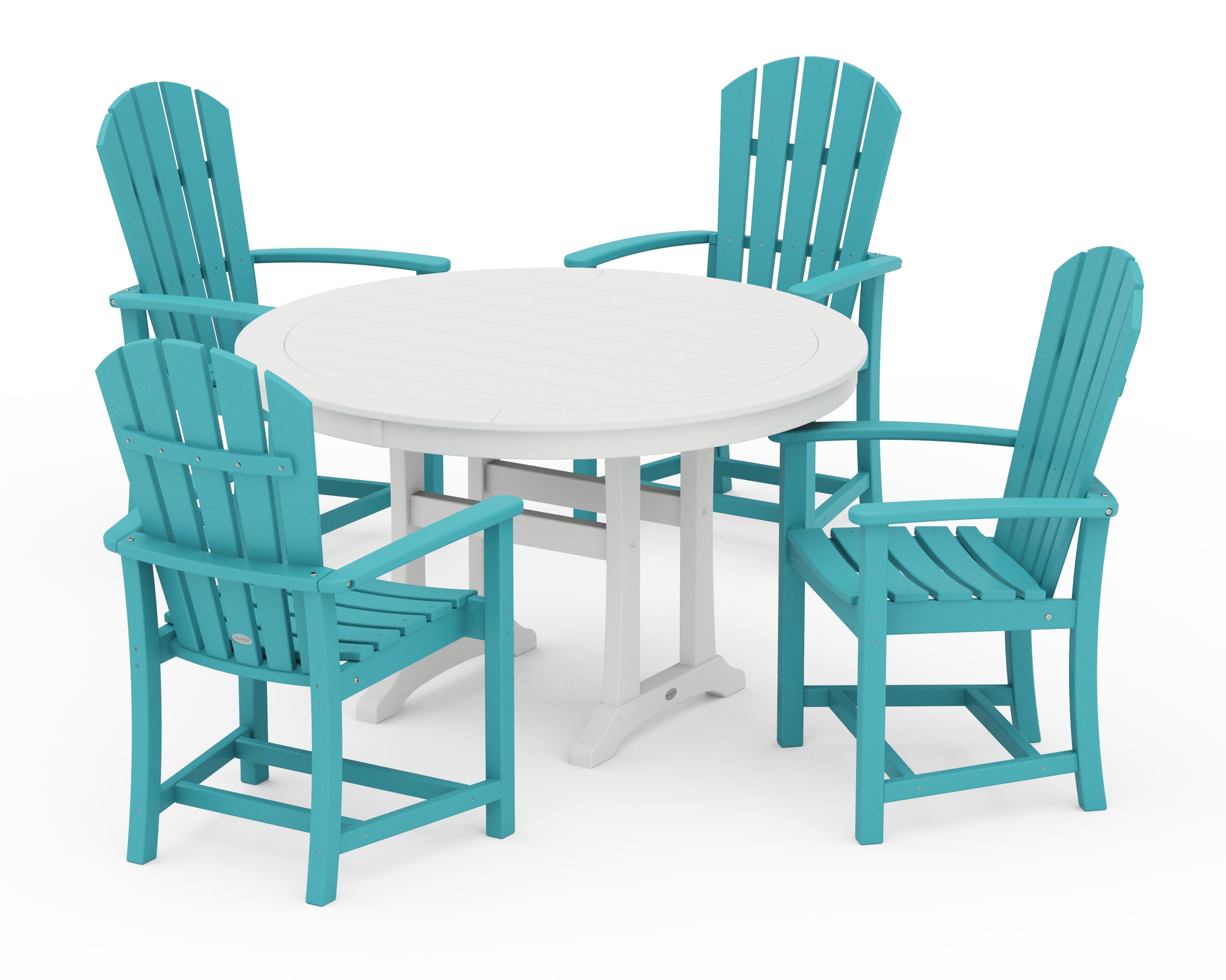 Palm Coast 5-Piece Round Dining Set in Aruba / White