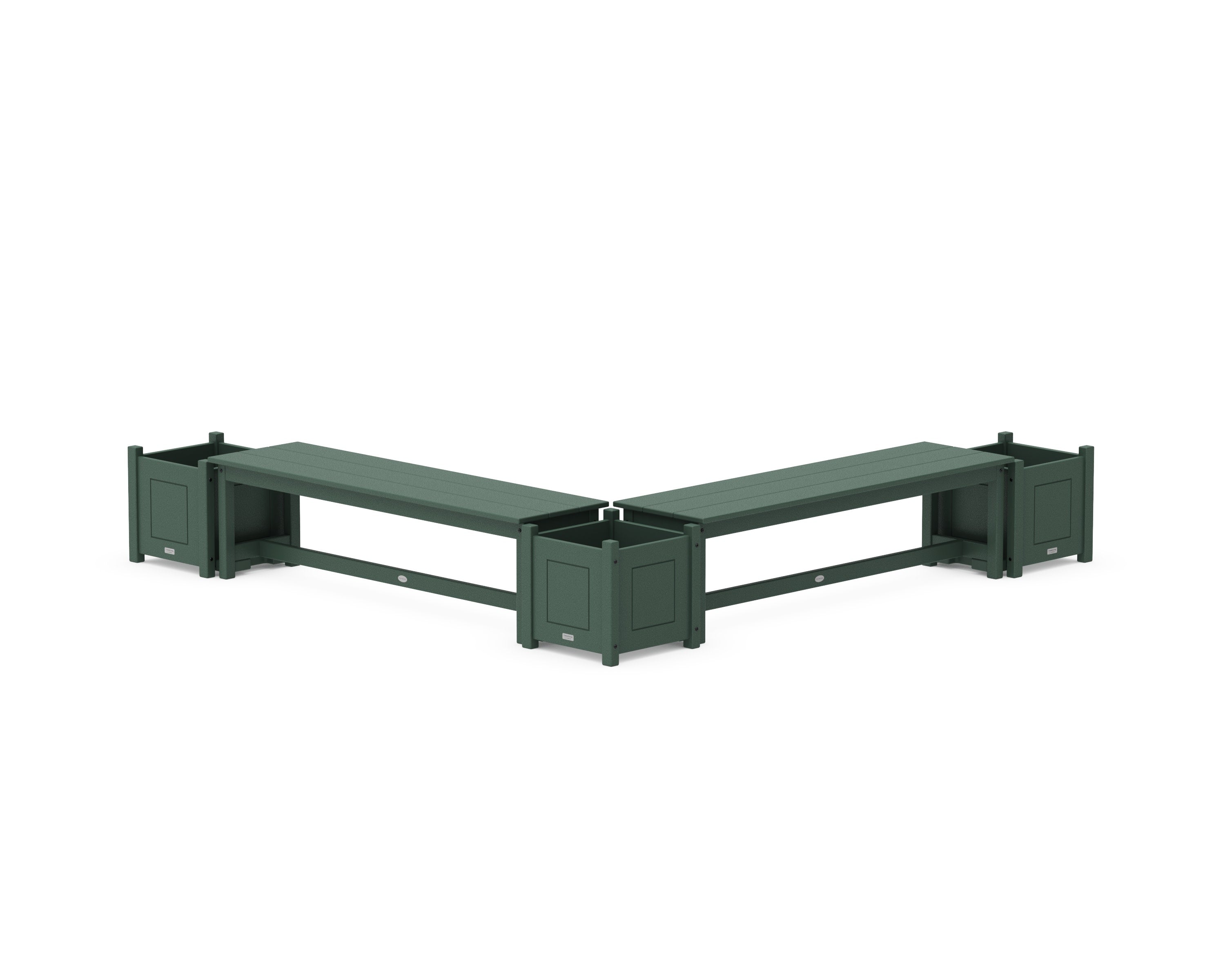 60" Country Living L- Shaped Planter Bench Corner Set in Green