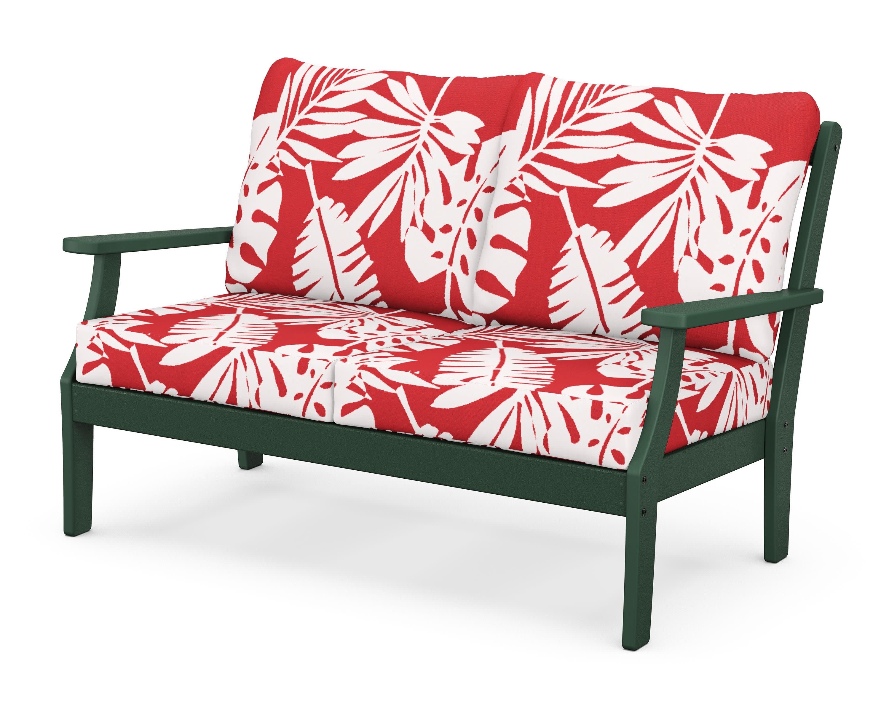 Braxton Deep Seating Loveseat in Green / Leaf Crimson