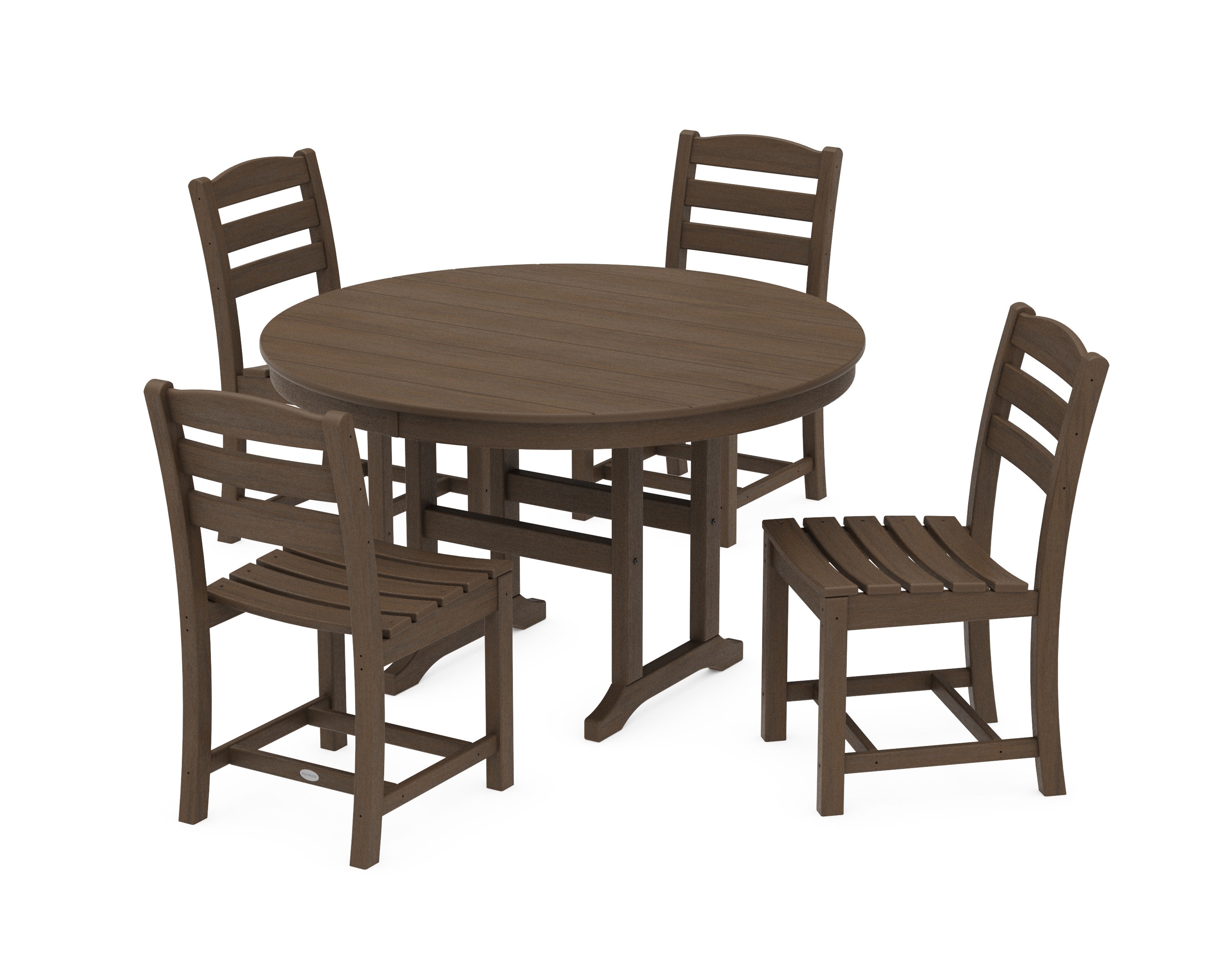 La Casa Caf Side Chair 5-Piece Round Farmhouse Dining Set in Kona