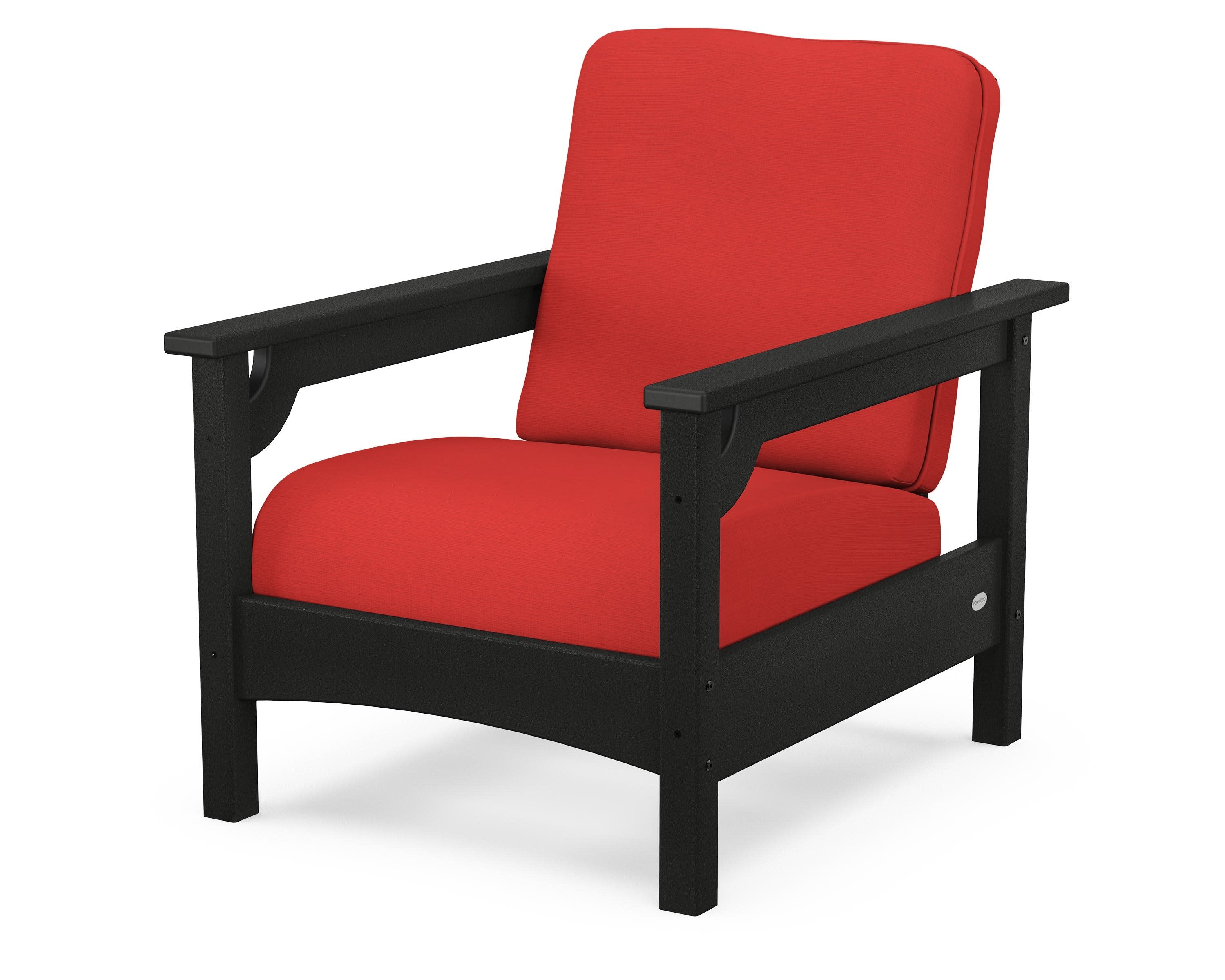 Club Chair in Black / Crimson Linen