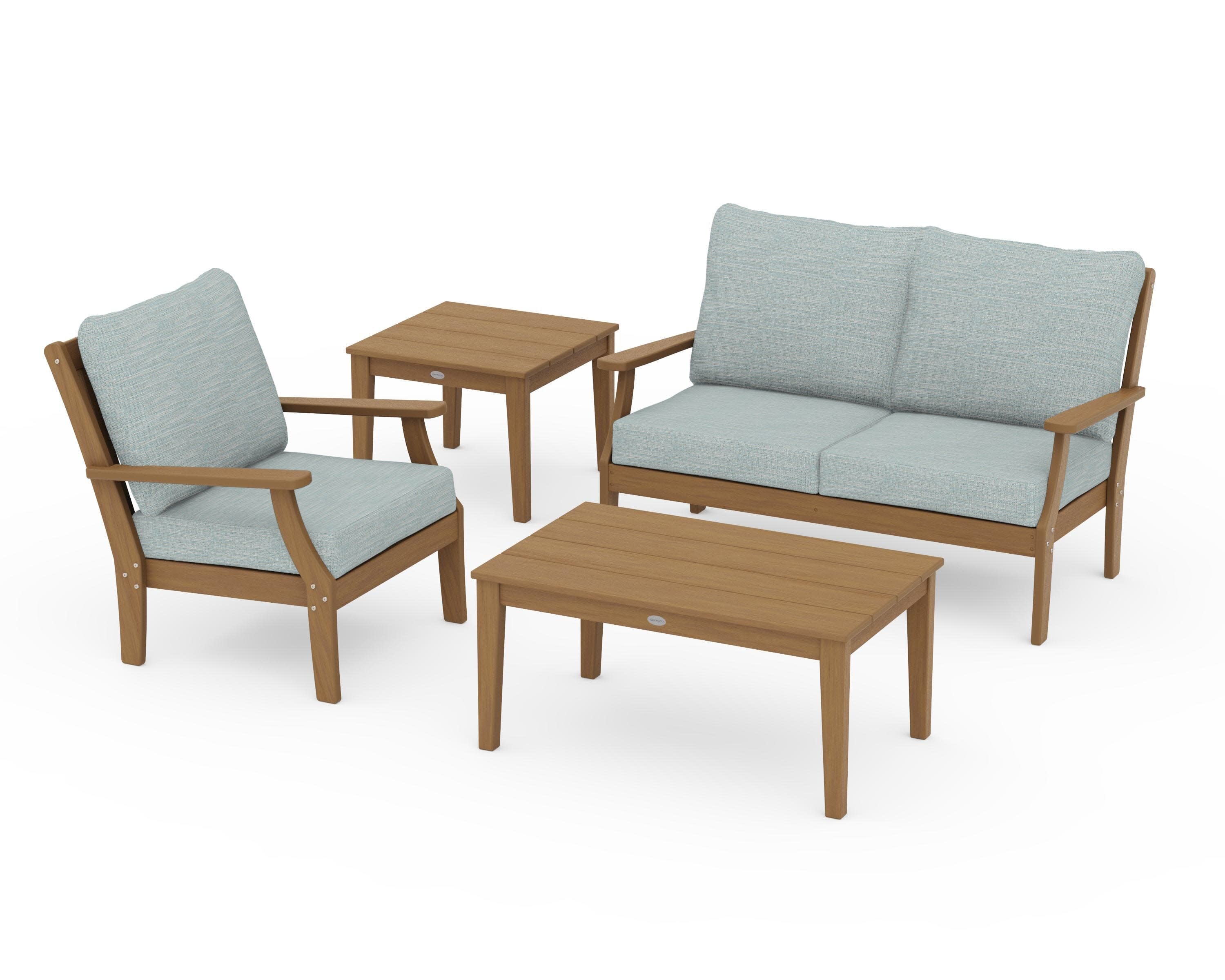 Braxton 4-Piece Deep Seating Set in Natural / Soothe Mist