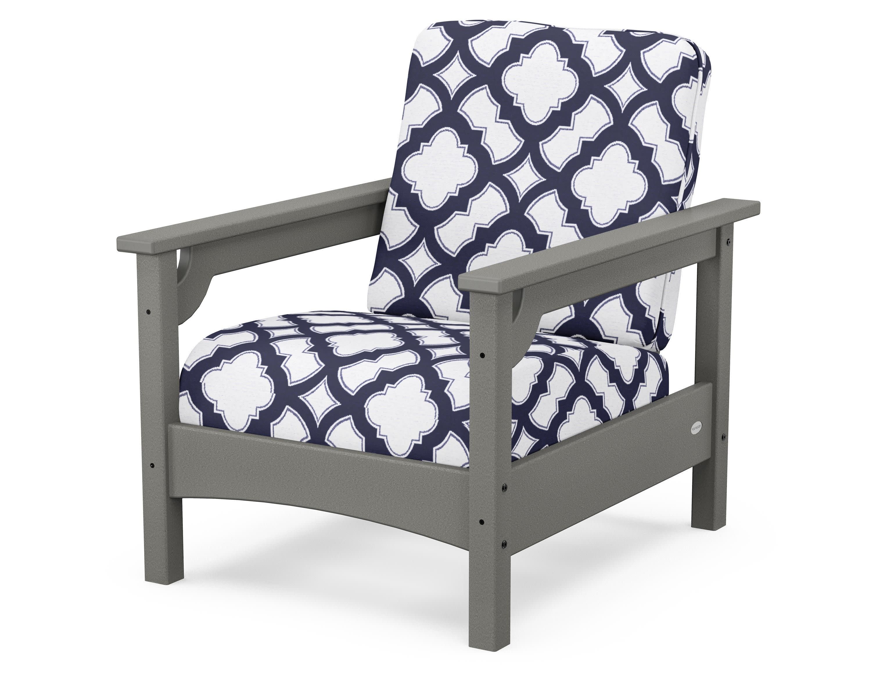 Club Chair in Slate Grey / Trellis Navy