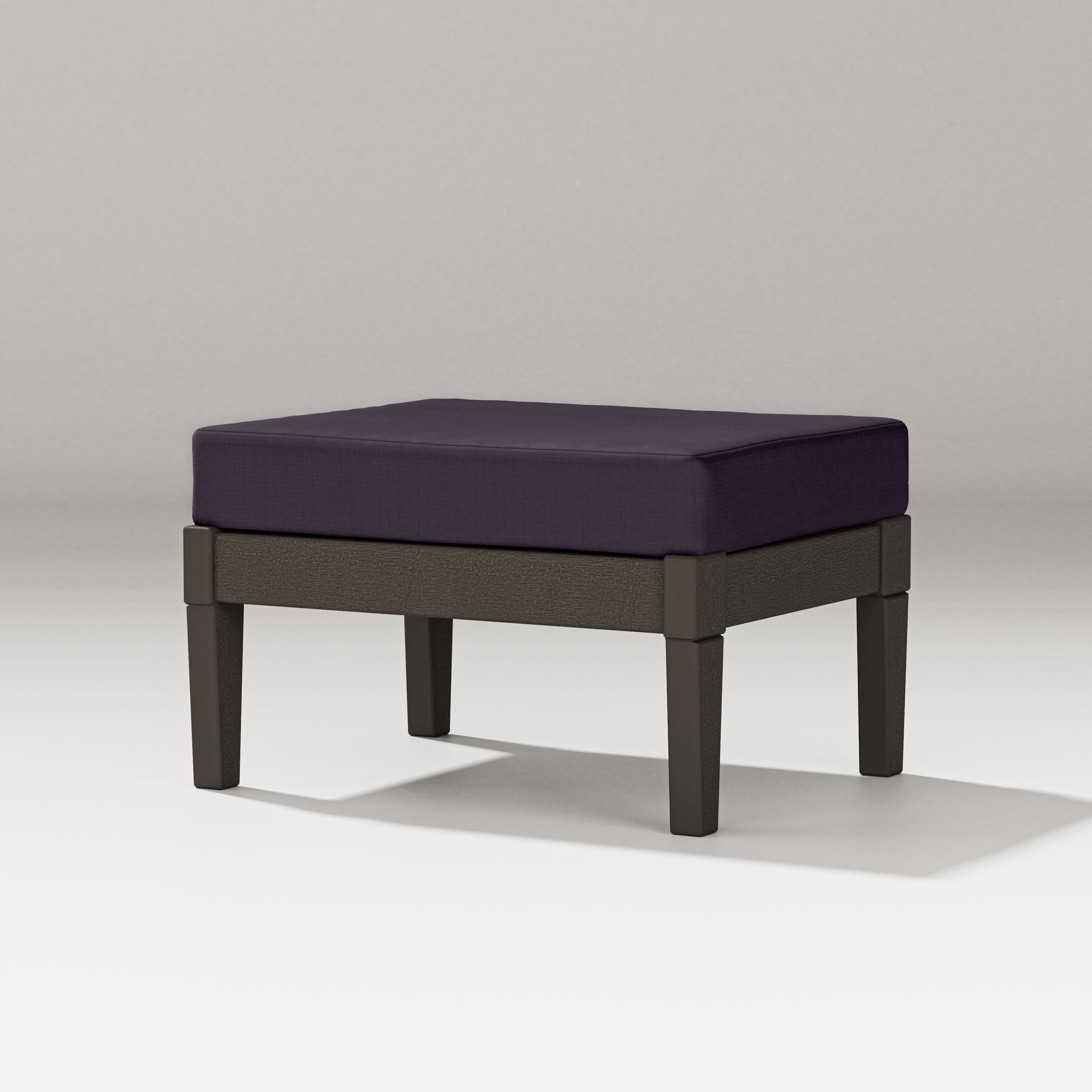 Estate Lounge Ottoman in Vintage Coffee / Navy Linen
