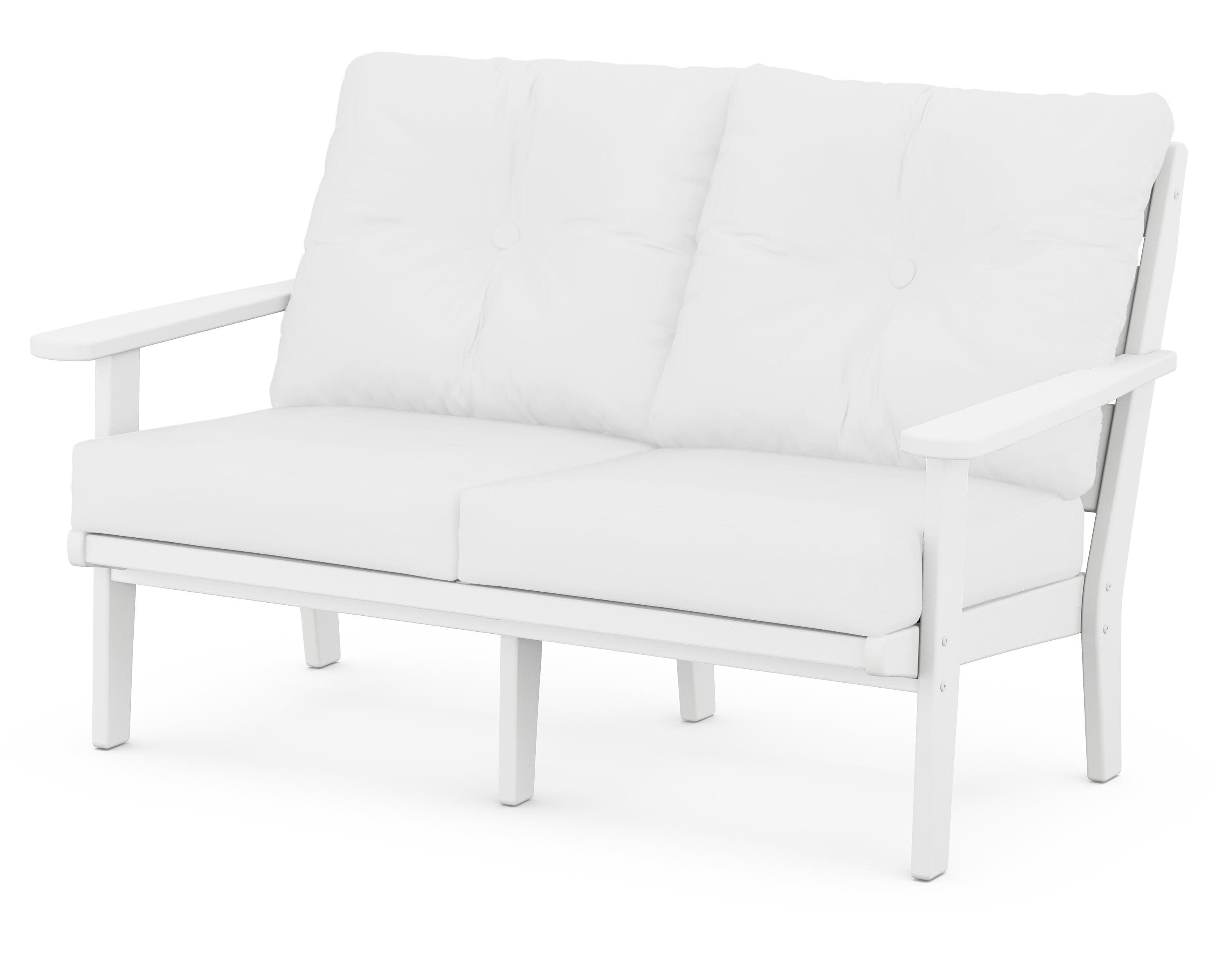 Lakeside Deep Seating Loveseat in White / Natural