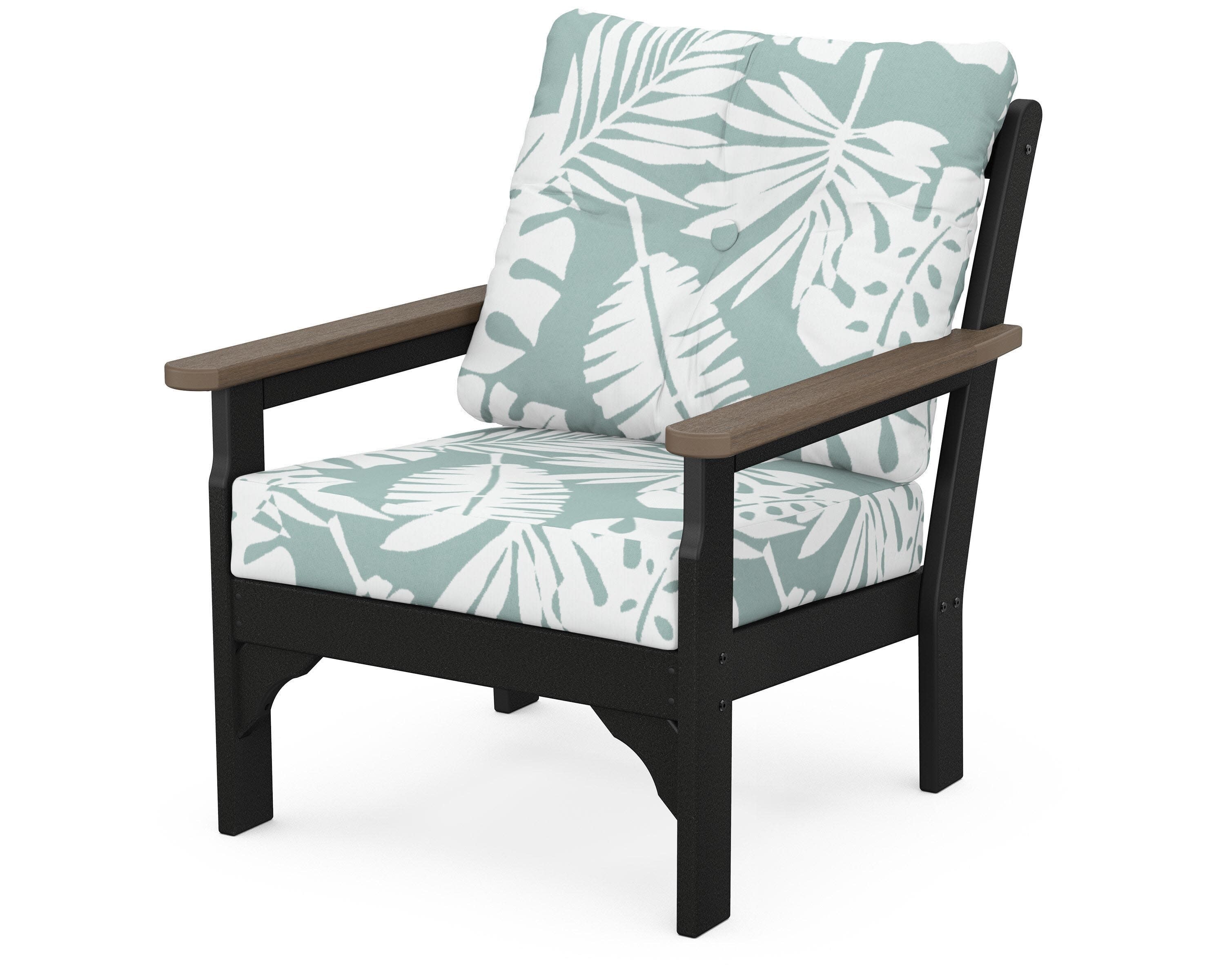 Vineyard Deep Seating Chair in Black / Kona / Leaf Glacier Spa