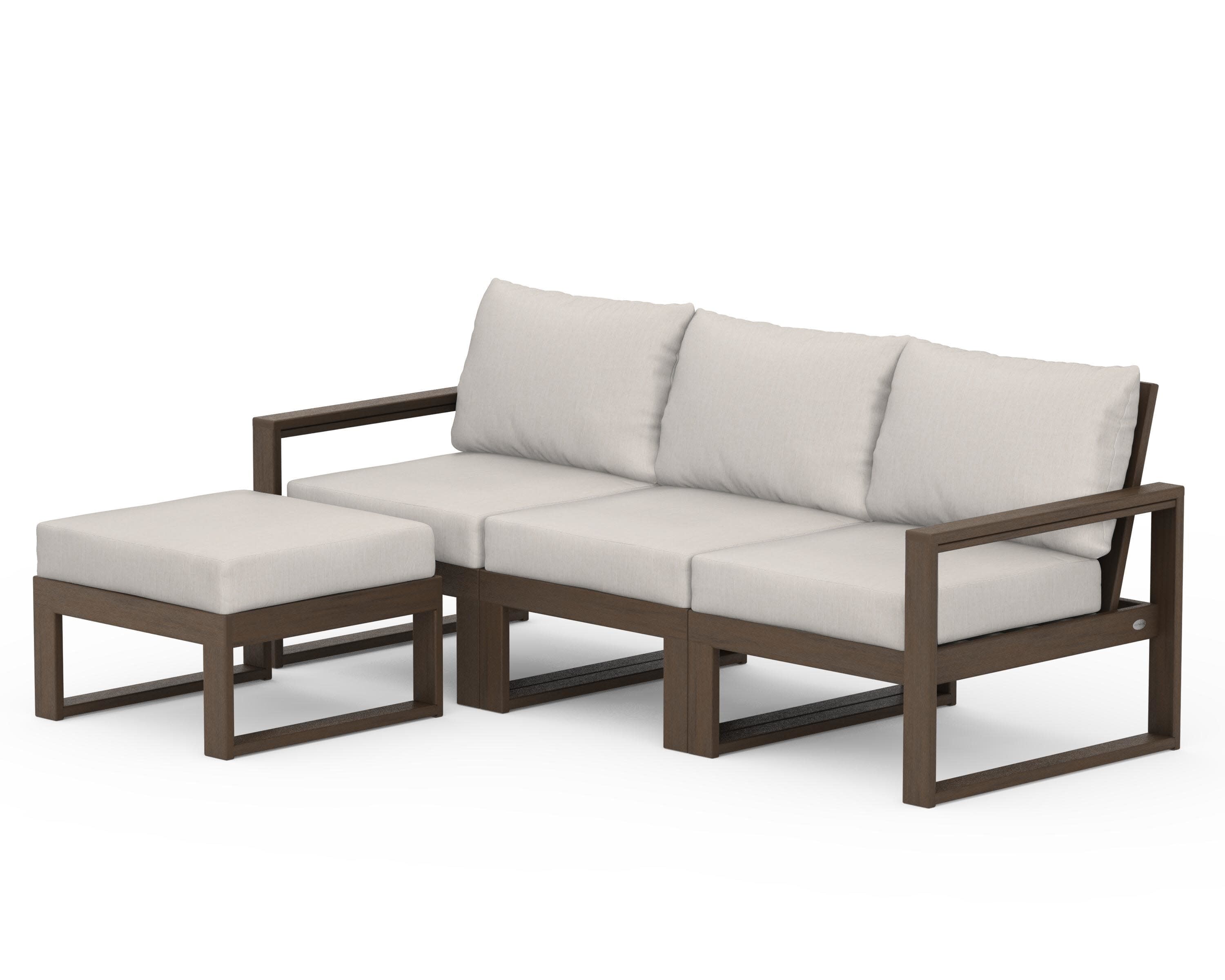 EDGE 4-Piece Modular Deep Seating Set with Ottoman in Kona / Cast Ash