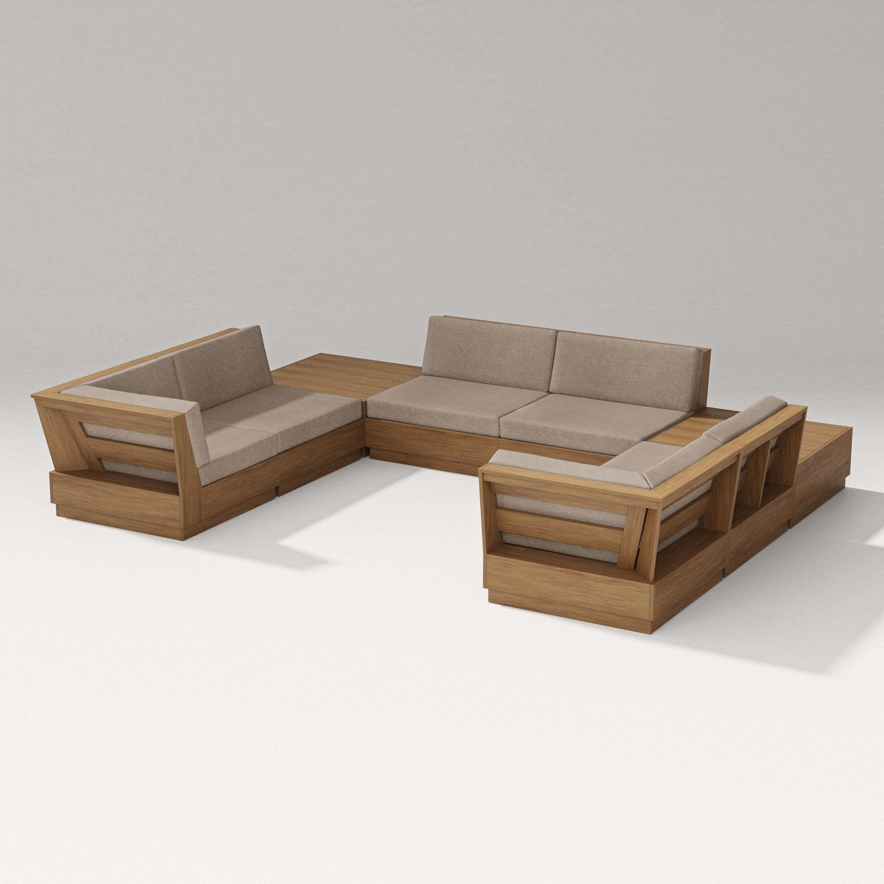 Elevate 8-Piece U-Shaped Sectional in Natural / Spiced Burlap