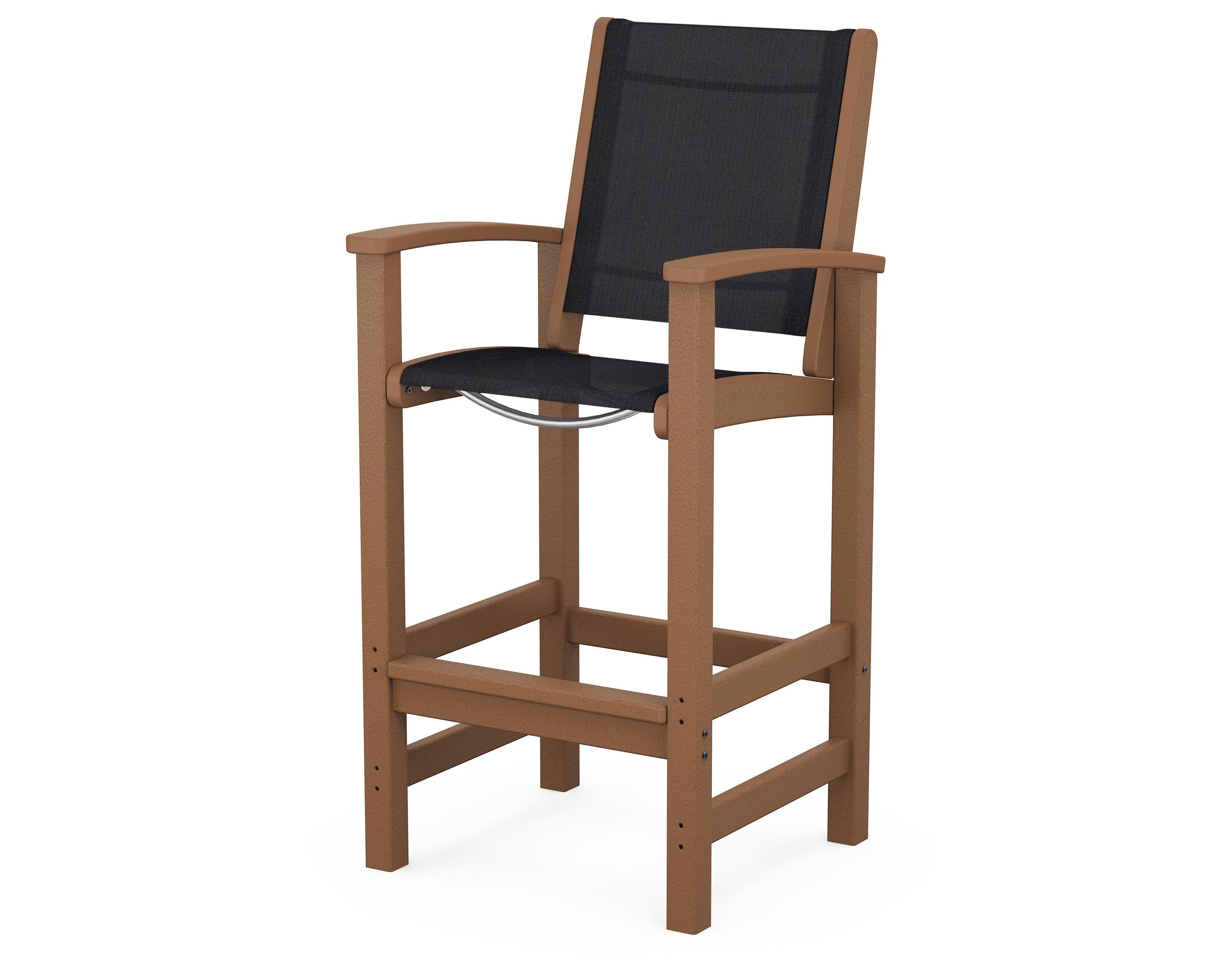 Coastal Bar Chair in Teak / Black Sling
