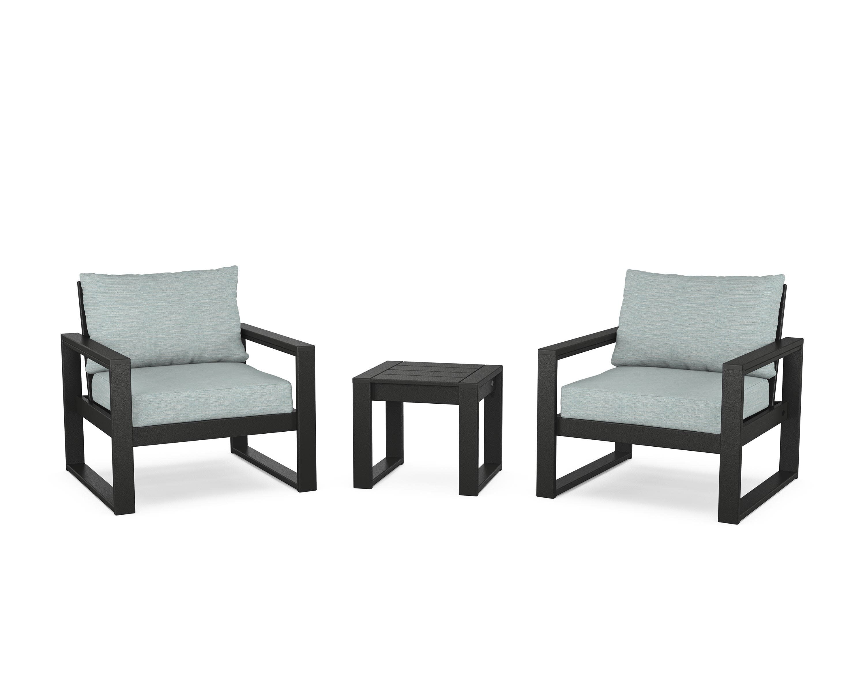 EDGE Sectional 3-Piece Deep Seating Set in Black / Soothe Mist