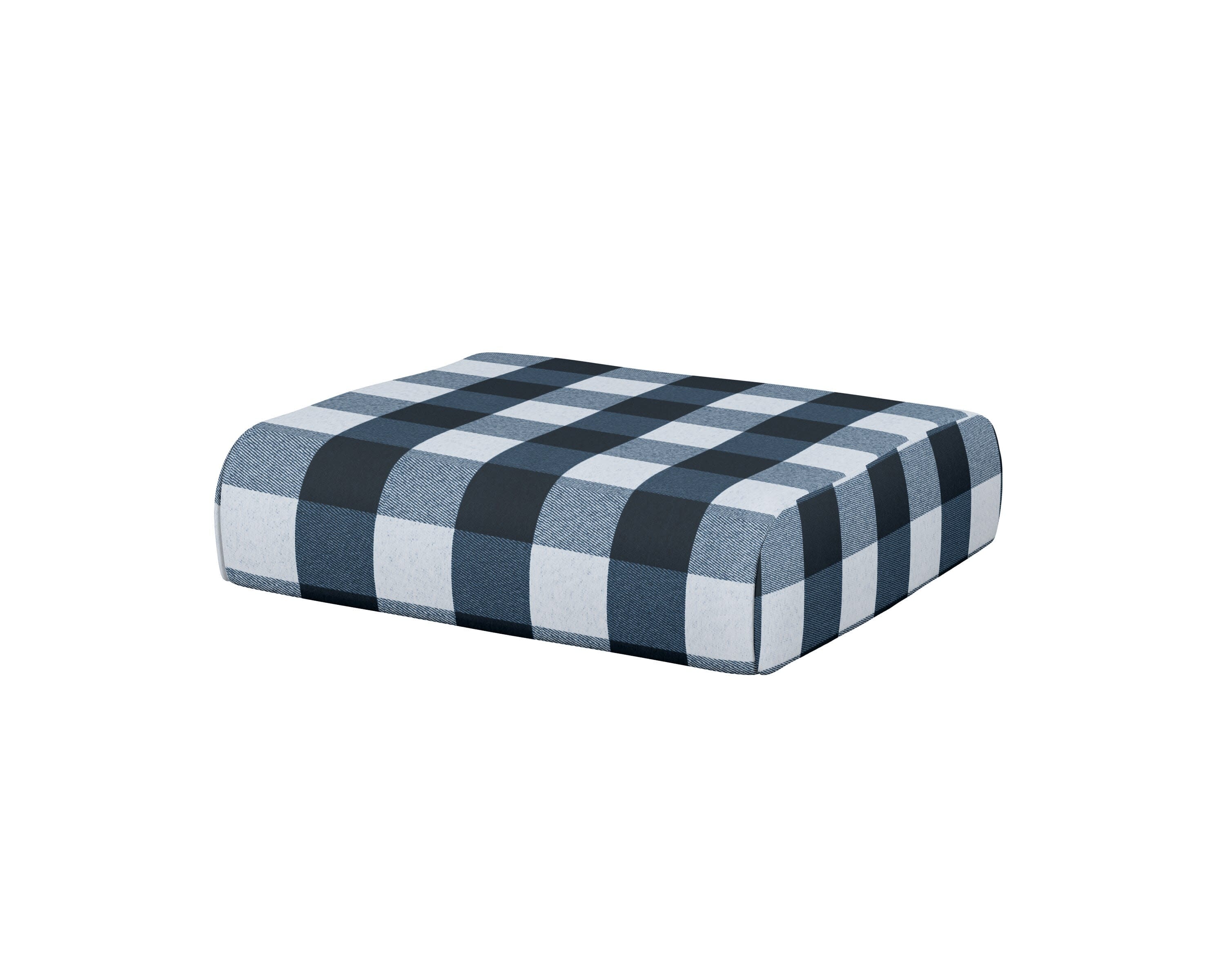 Club Ottoman Cushion in Buffalo Plaid Marine Indigo