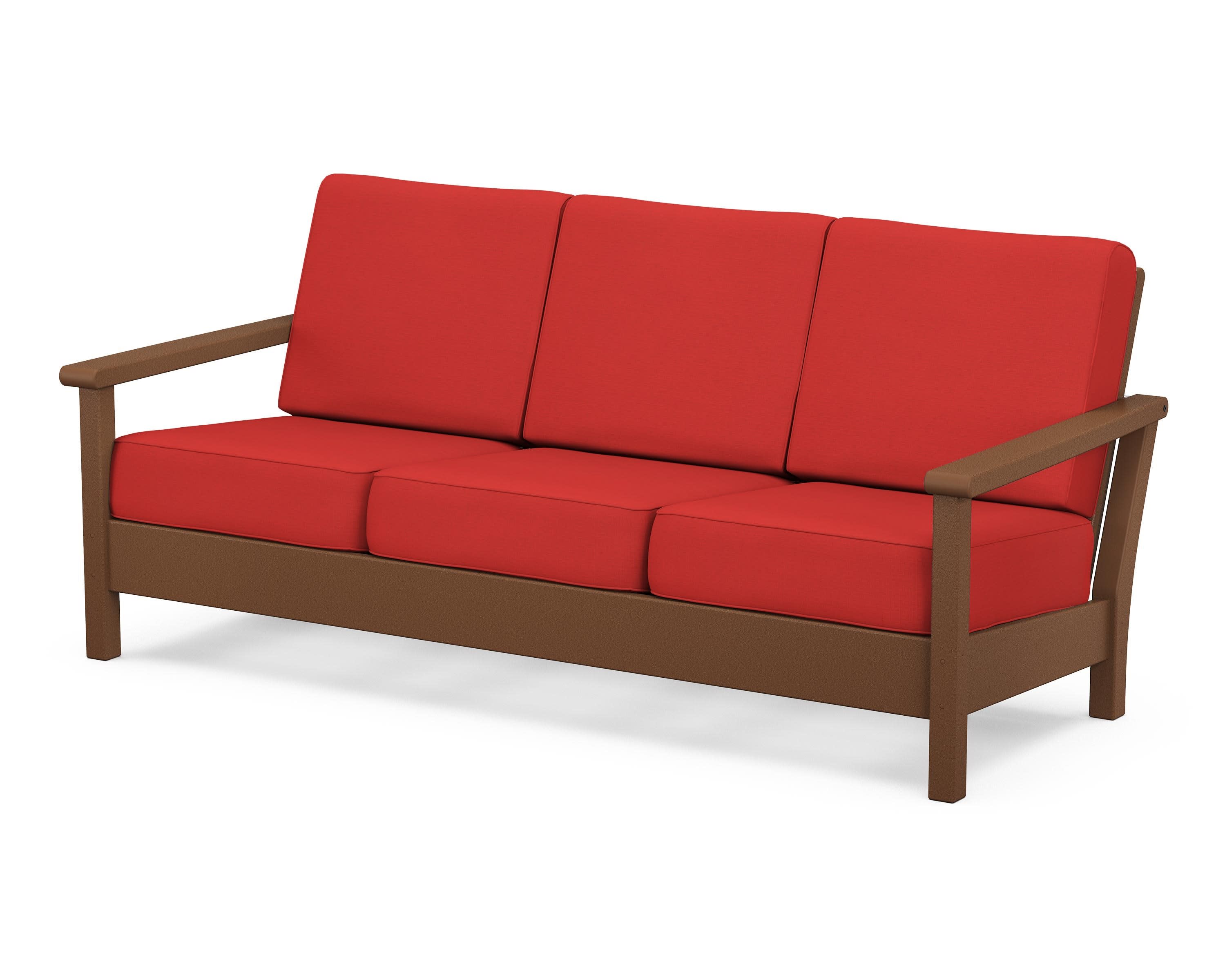 Harbour Deep Seating Sofa in Teak / Crimson Linen