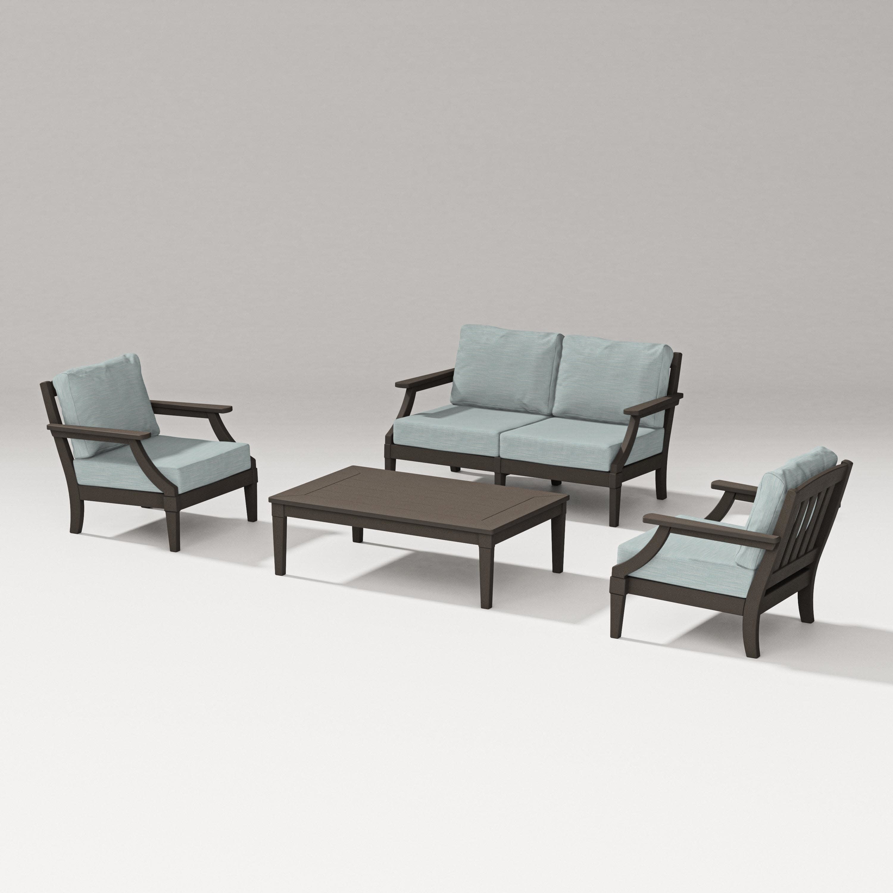 Estate Lounge 4-Piece Loveseat Set in Vintage Coffee / Soothe Mist