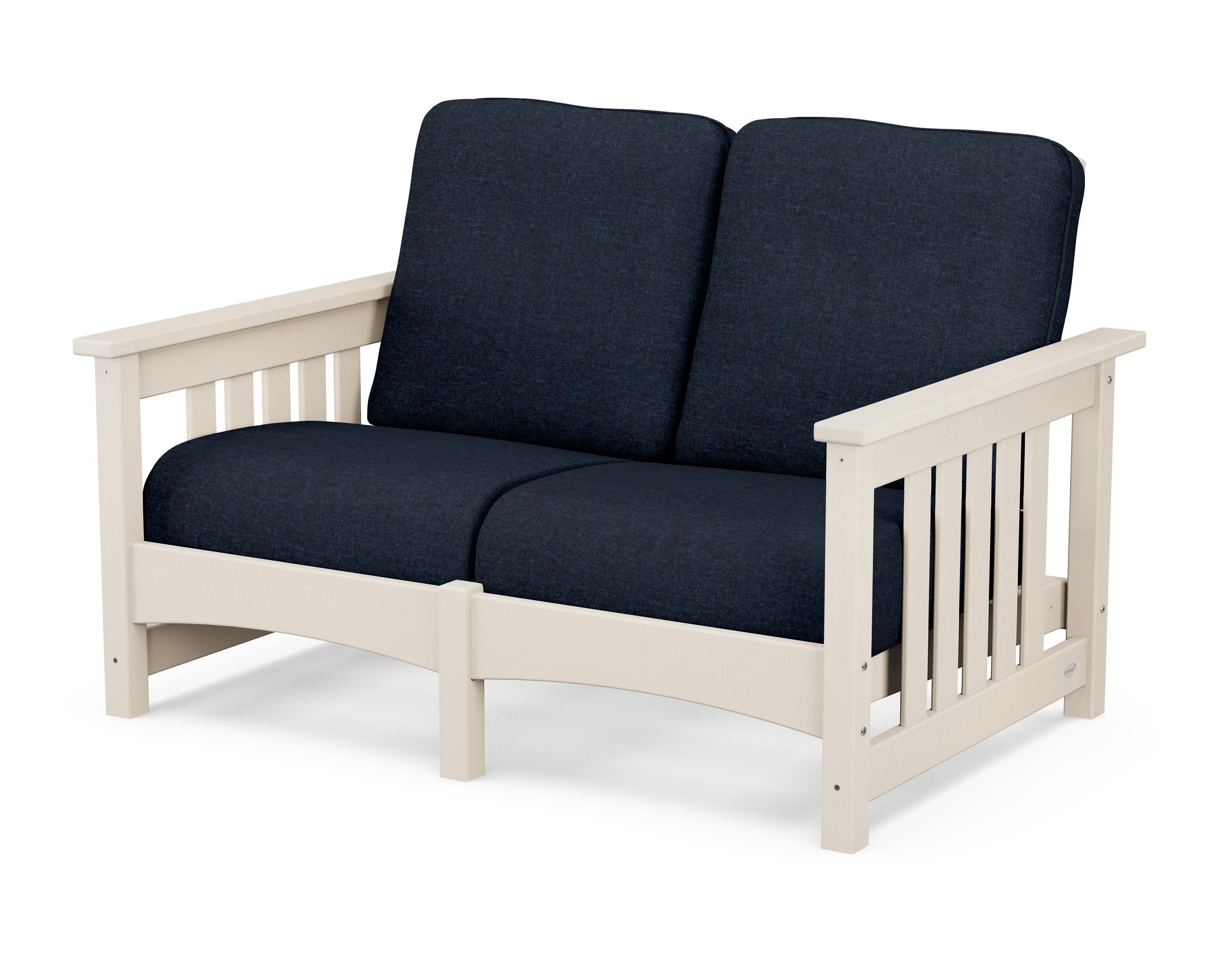 Club Mission Loveseat in Sand / Marine Indigo