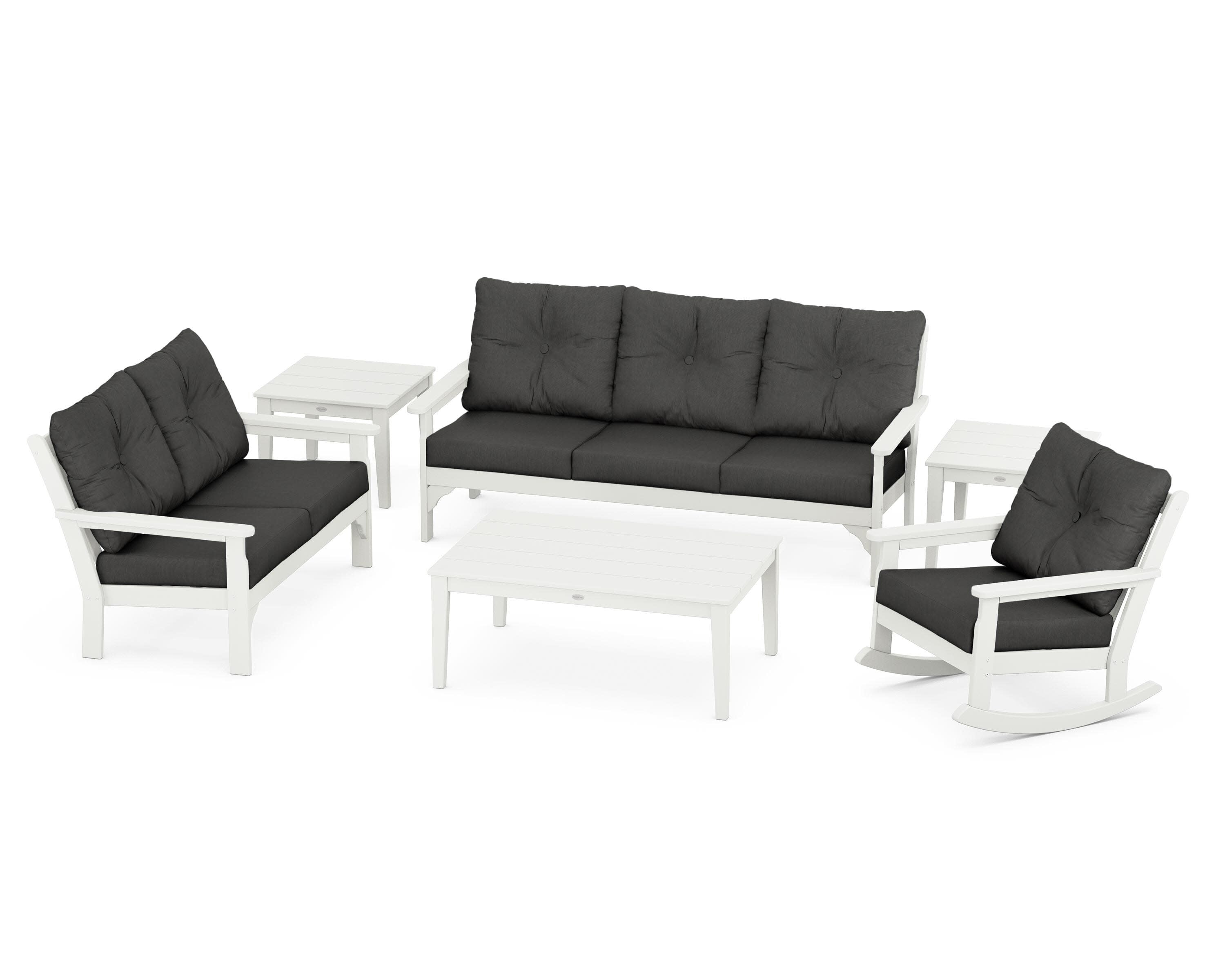 Vineyard 6-Piece Deep Seating Set in Vintage White / Spectrum Carbon