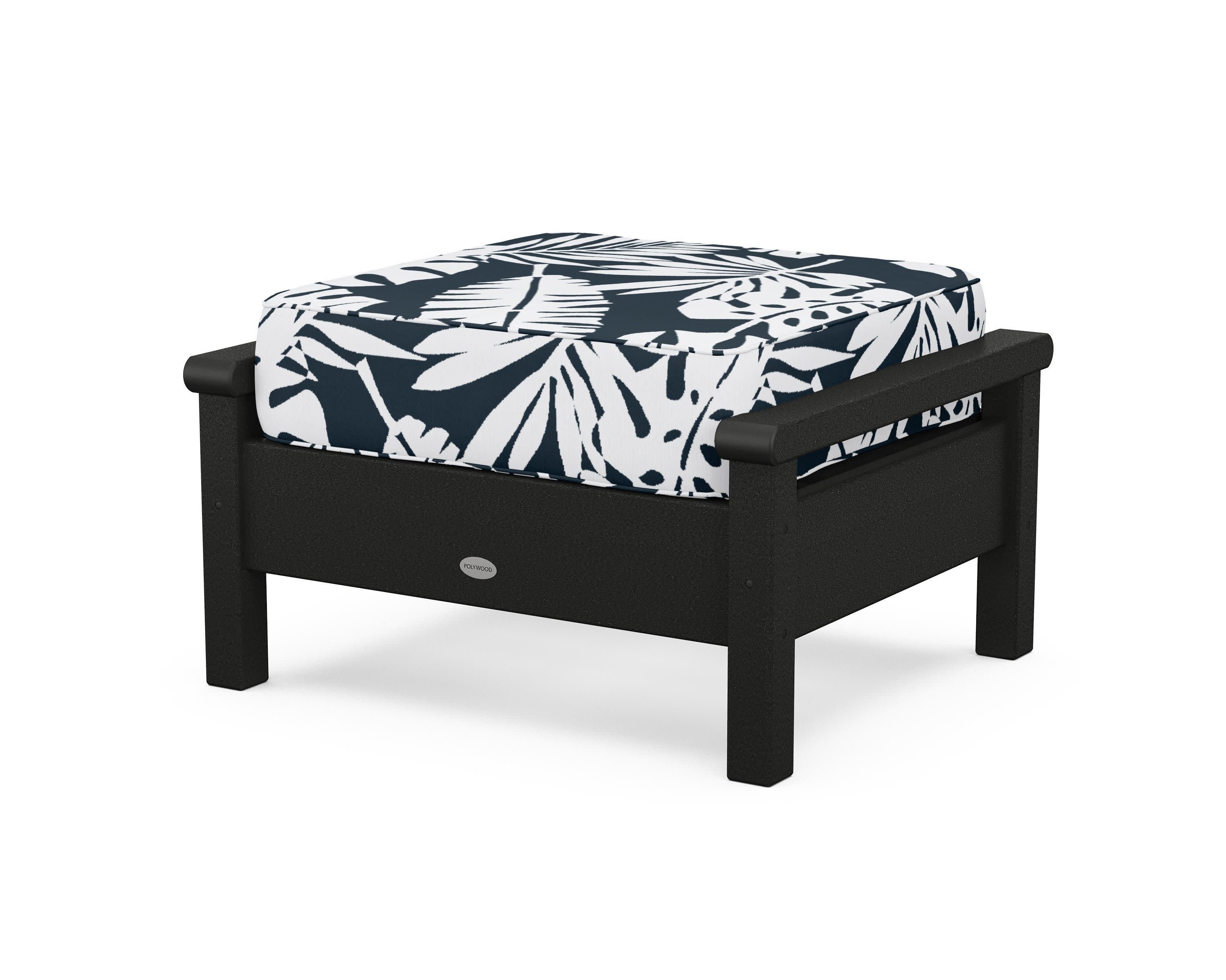Harbour Deep Seating Ottoman in Black / Leaf Marine Indigo