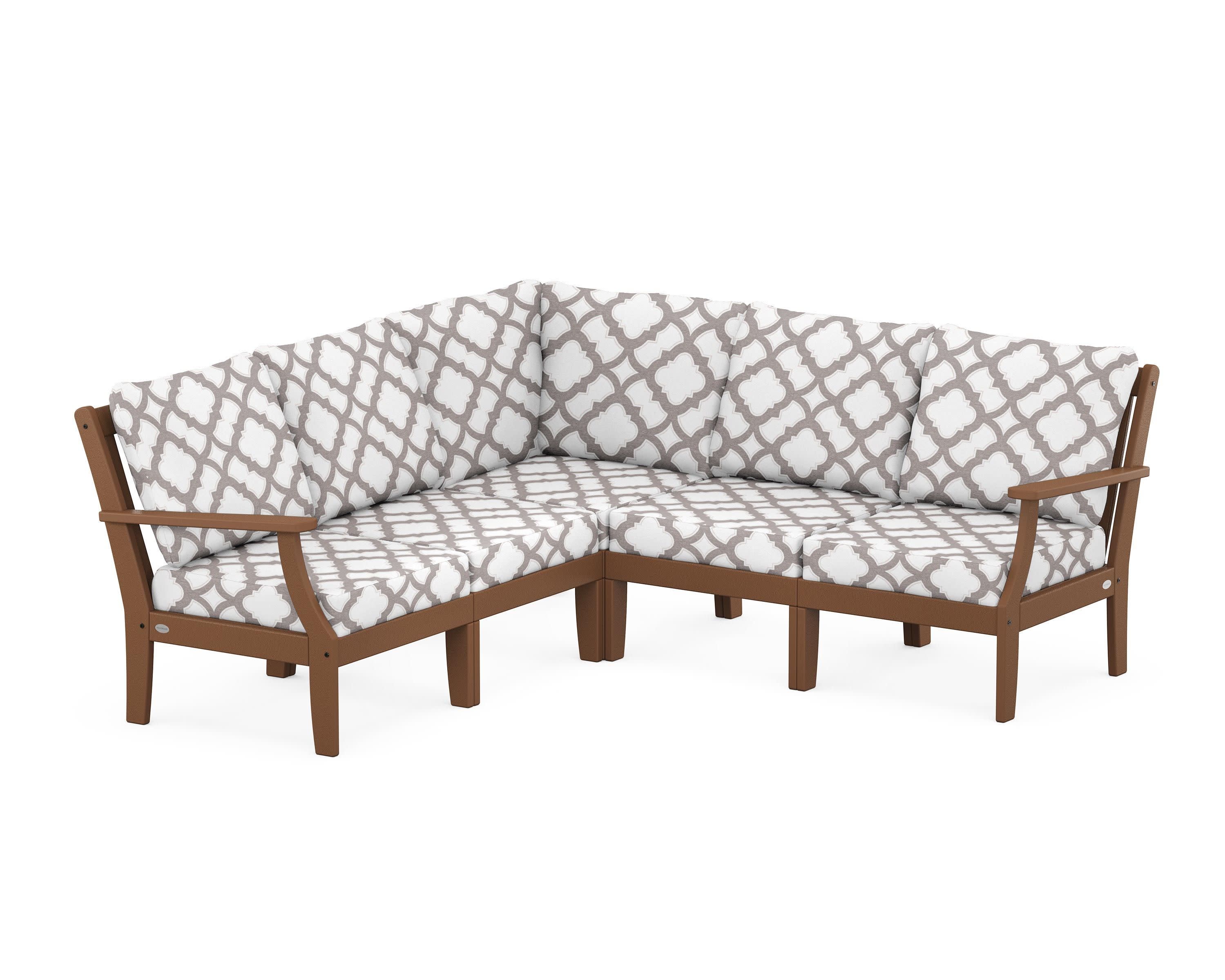 Braxton Modular 5-Piece Deep Seating Set in Teak / Trellis Grey Mist