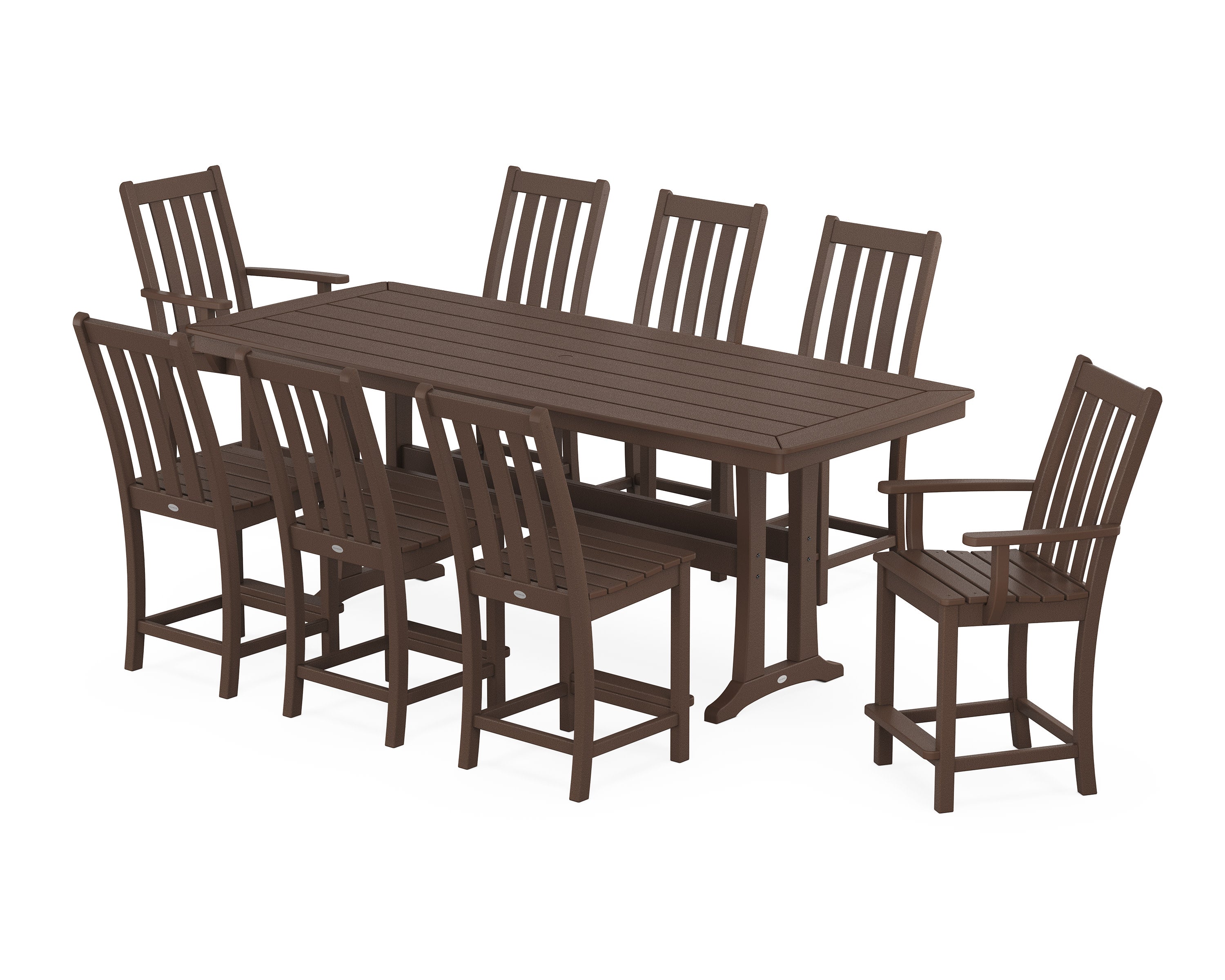 Vineyard 9-Piece Counter Set with Trestle Legs in Mahogany