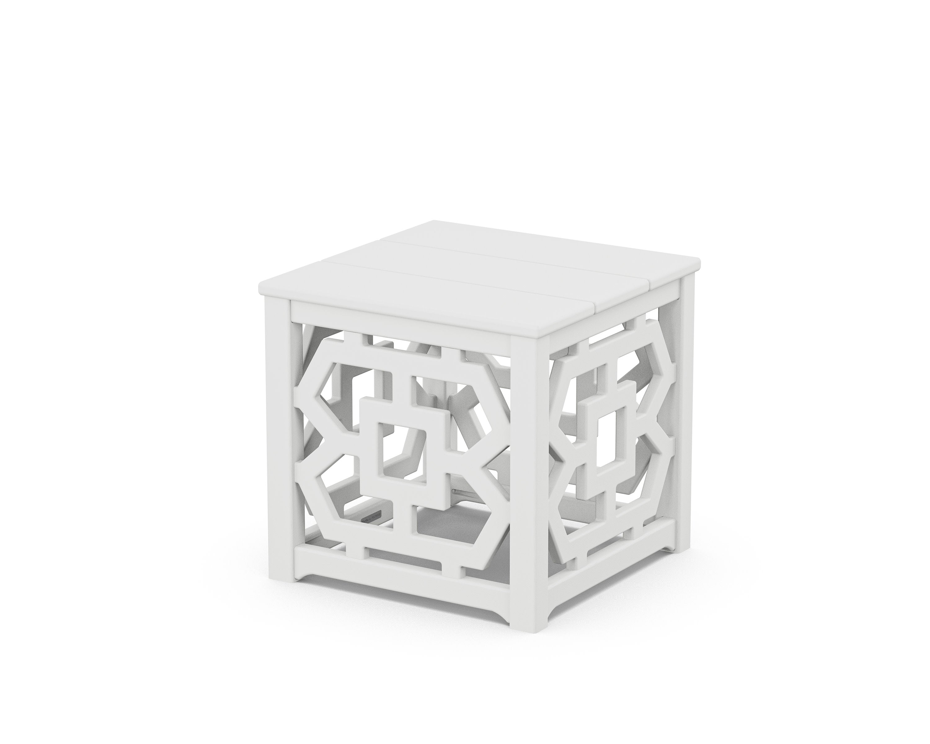 Chinoiserie Accent Table in White