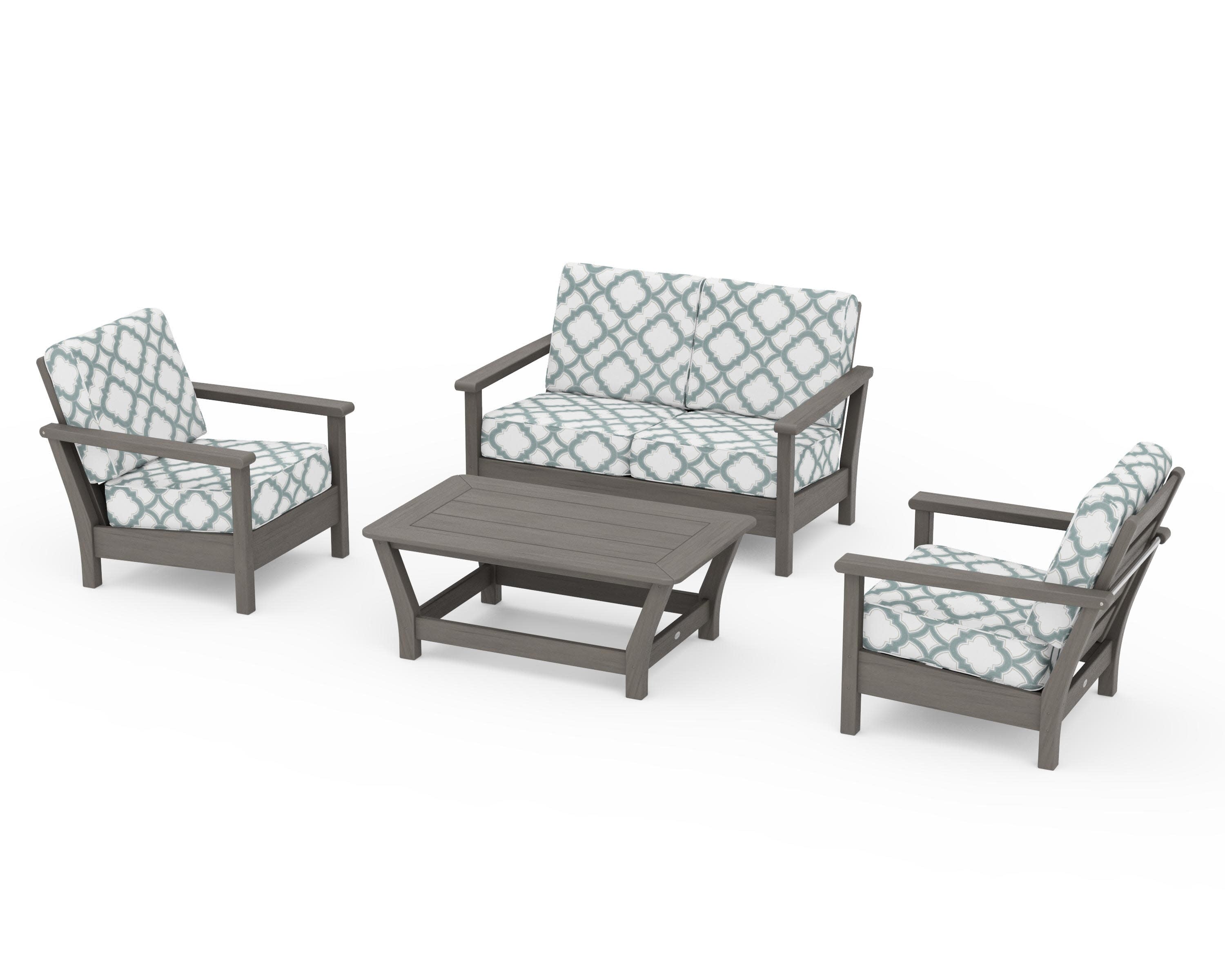 Harbour 4-Piece Deep Seating Set in Driftwood / Trellis Glacier Spa
