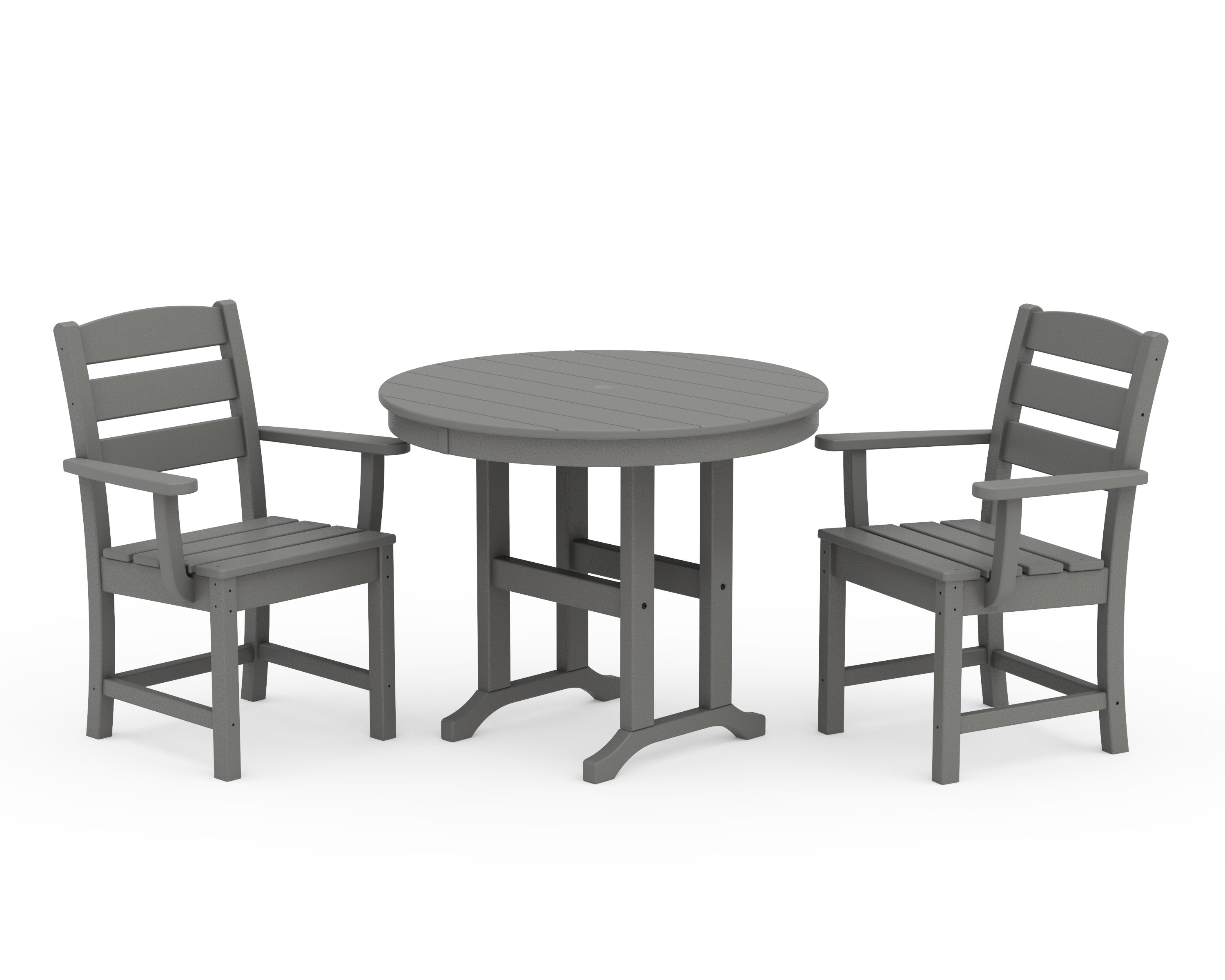 Lakeside 3-Piece Round Dining Set in Slate Grey