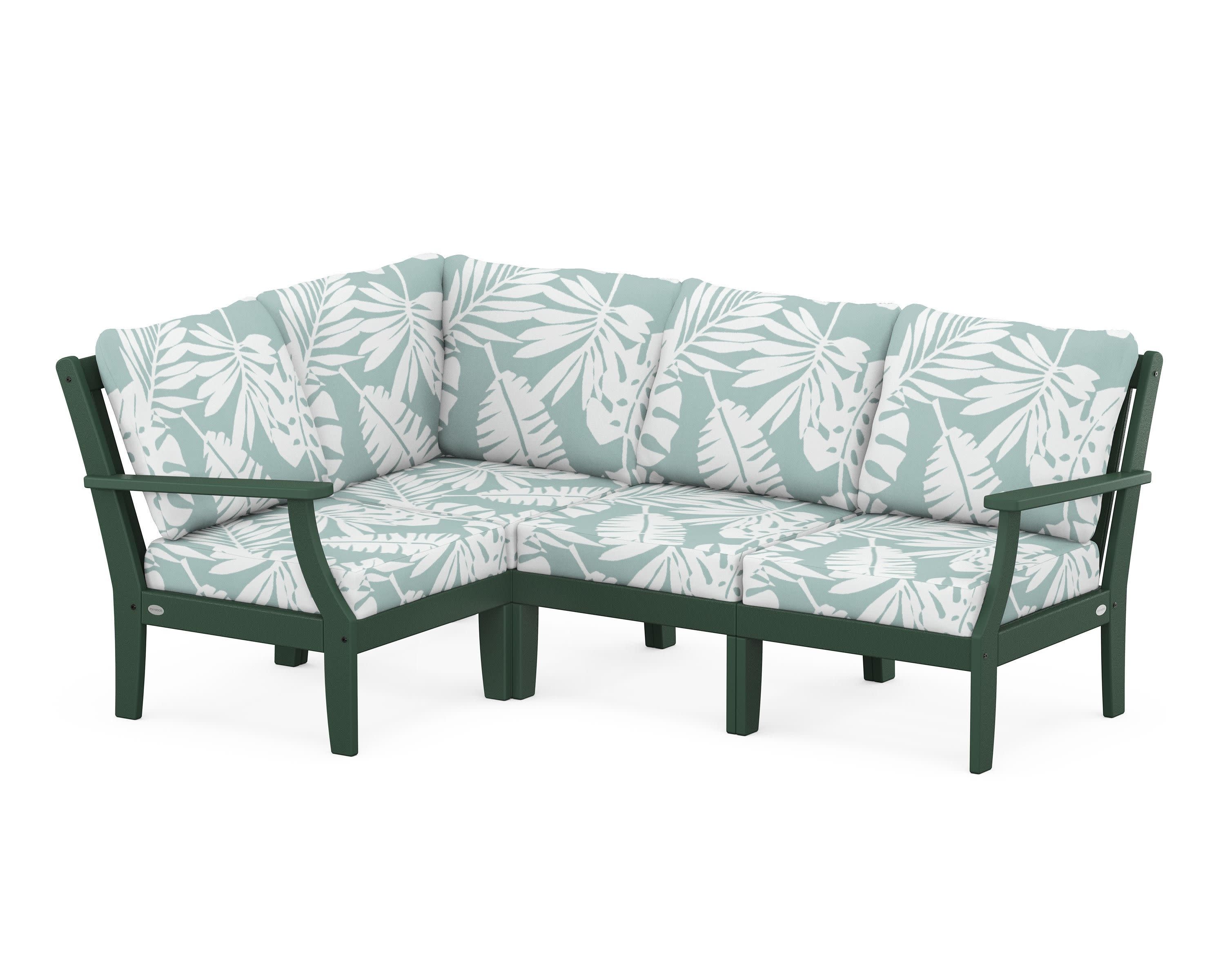 Braxton Modular 4-Piece Deep Seating Set in Green / Leaf Glacier Spa