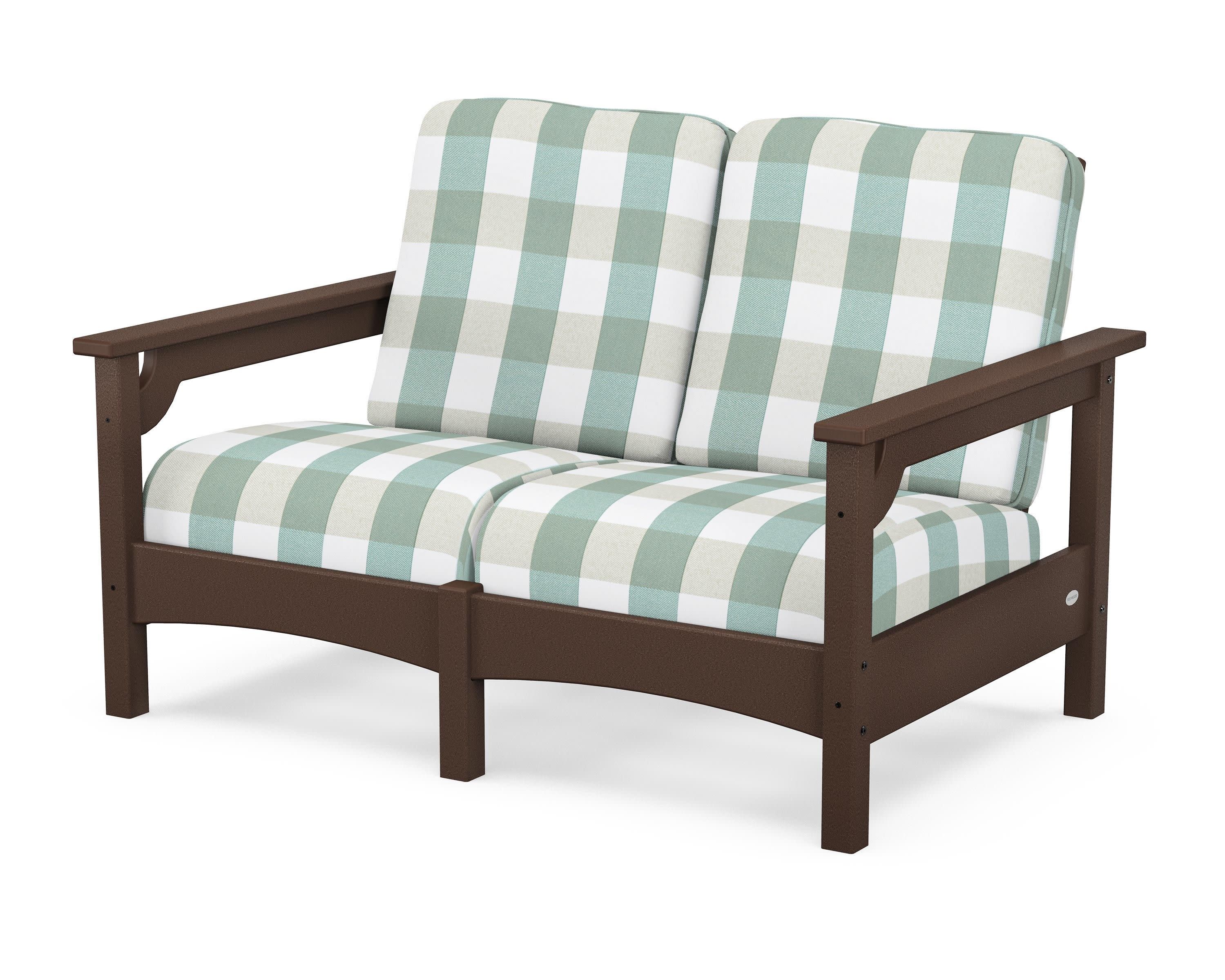 Club Loveseat in Mahogany / Buffalo Plaid Glacier Spa
