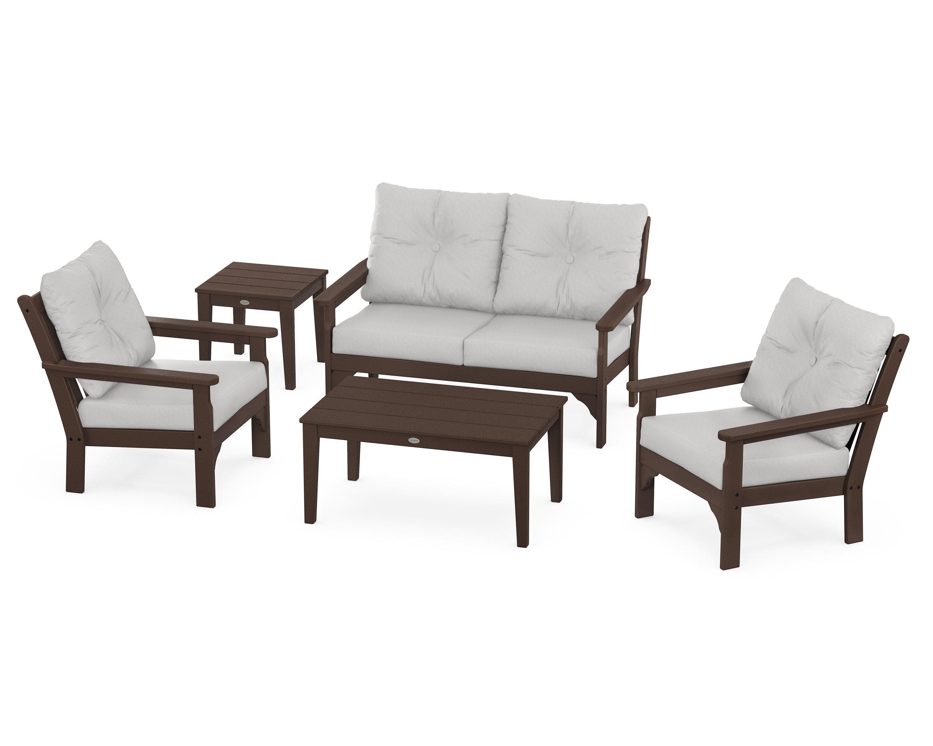 Vineyard 5-Piece Deep Seating Set in Mahogany / Diamond in the Rough