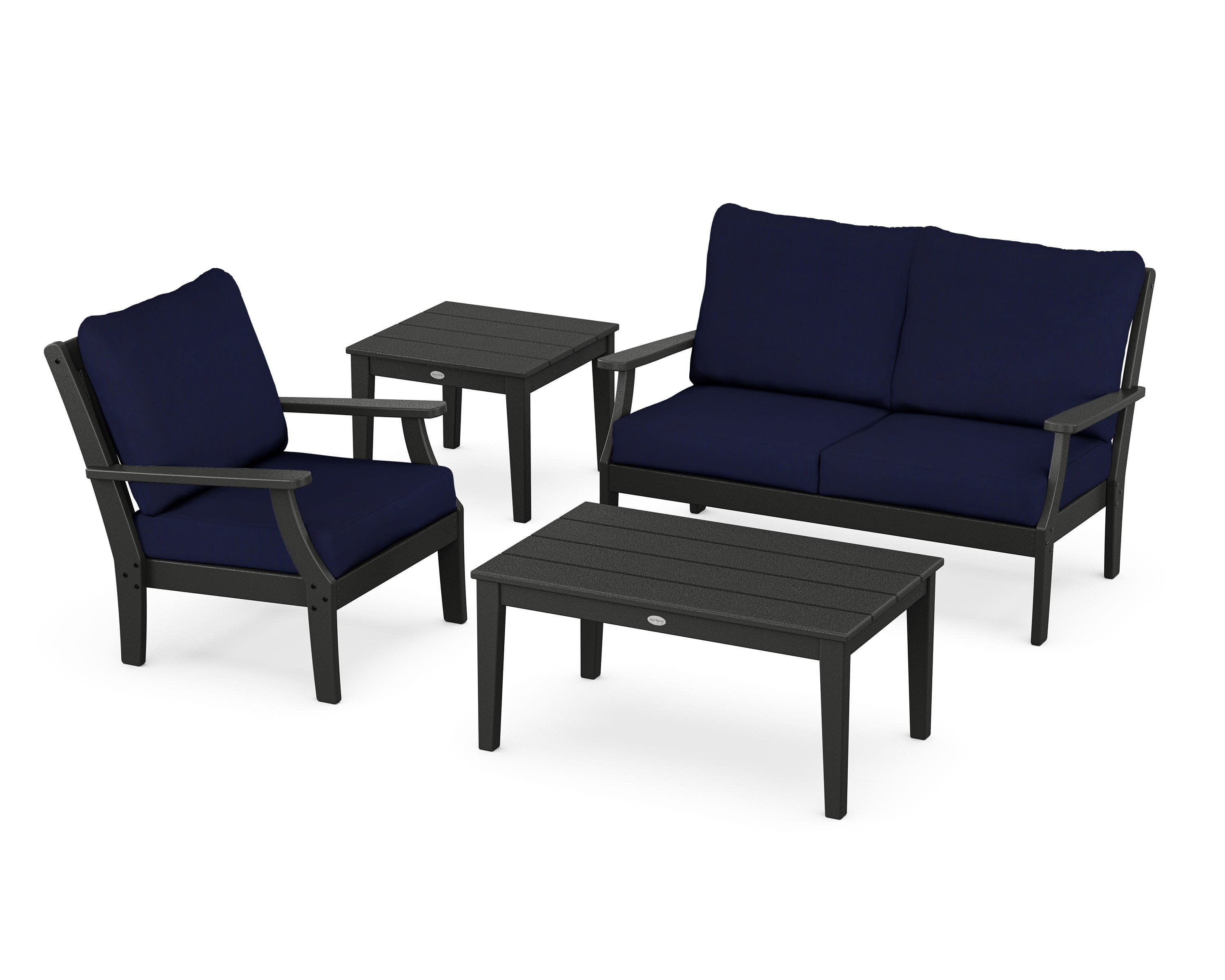 Braxton 4-Piece Deep Seating Set in Black / Navy