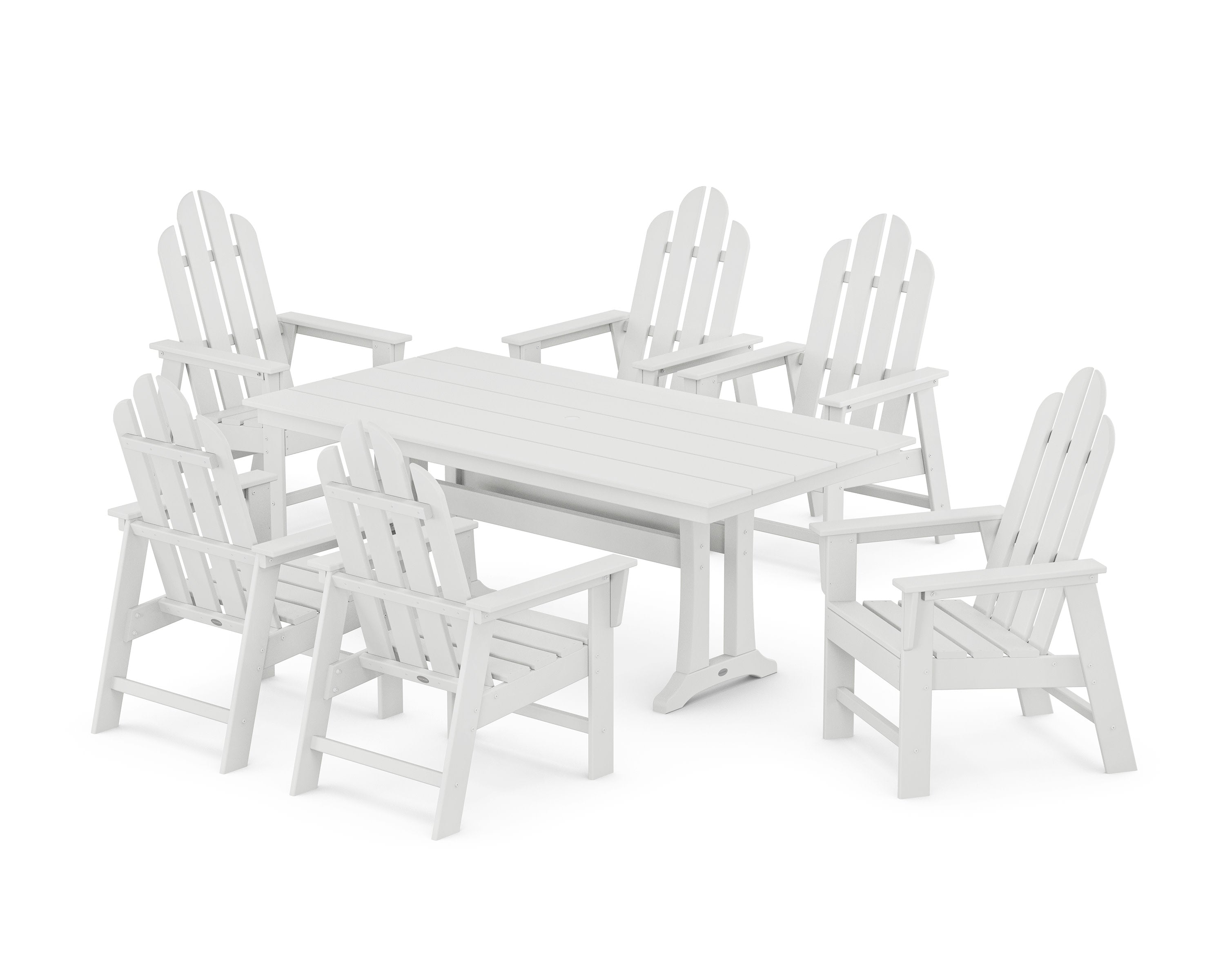 Long Island 7-Piece Farmhouse Dining Set with Trestle Legs in White