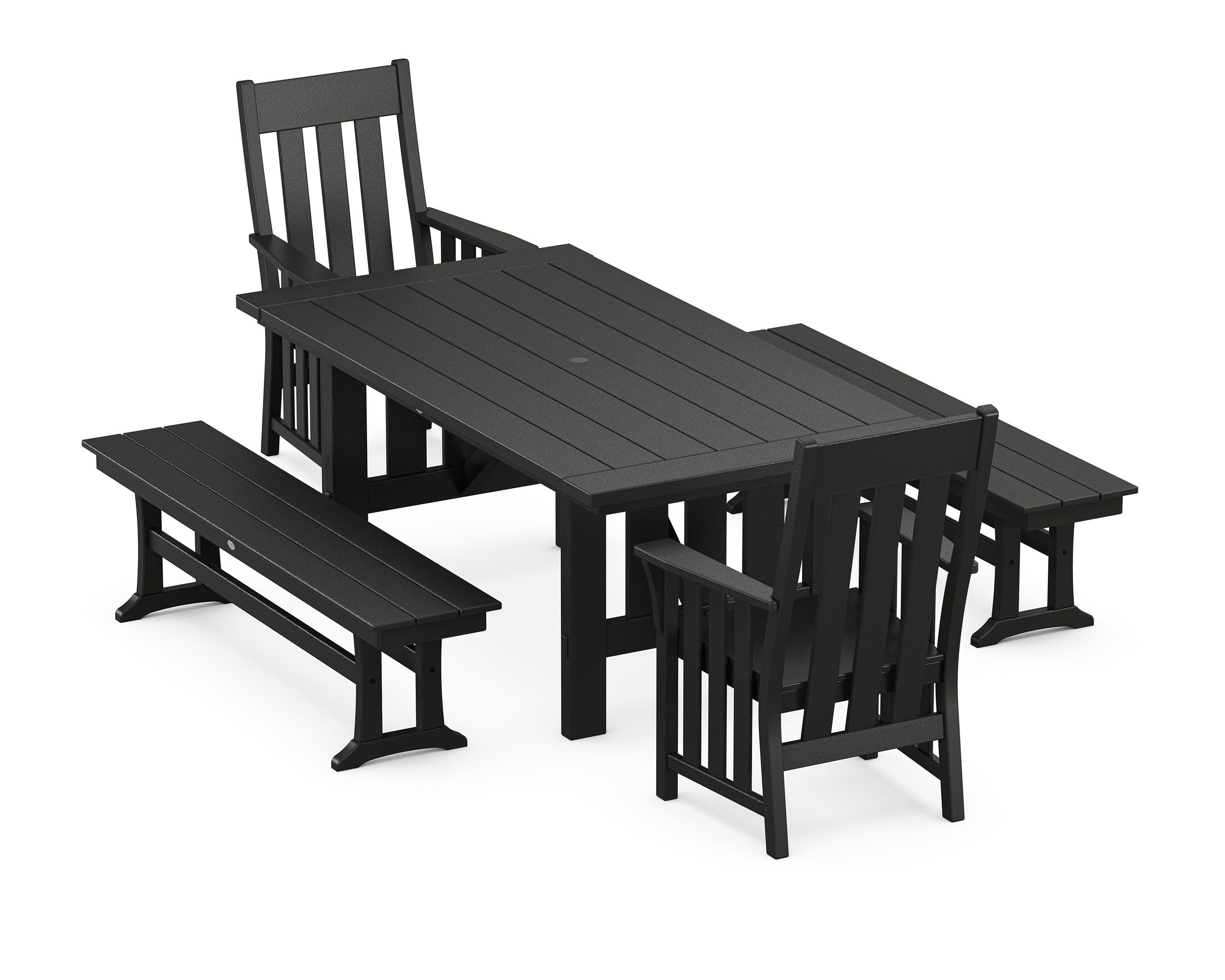 Acadia 5-Piece Dining Set with Benches in Black