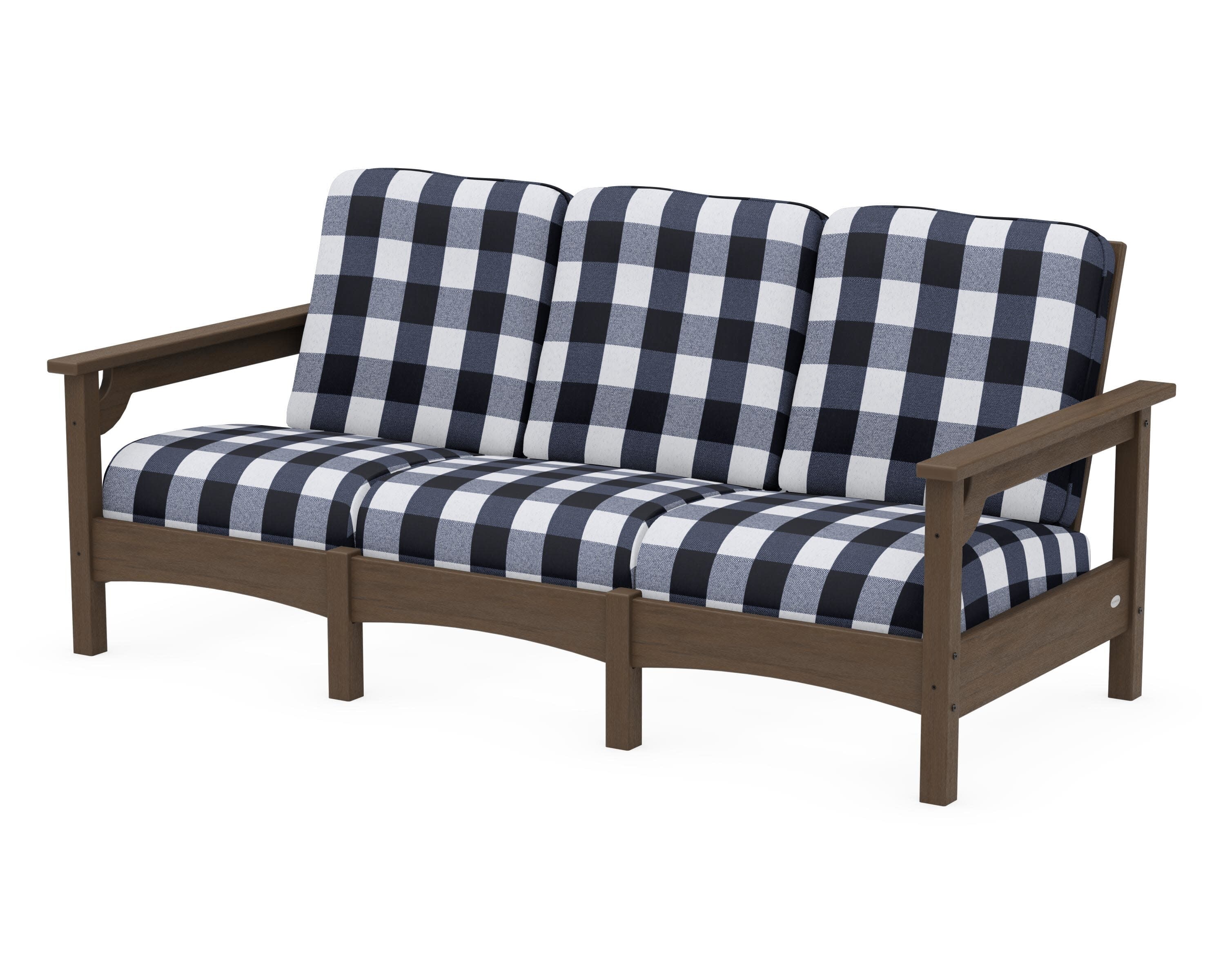 Club Sofa in Kona / Buffalo Plaid Marine Indigo
