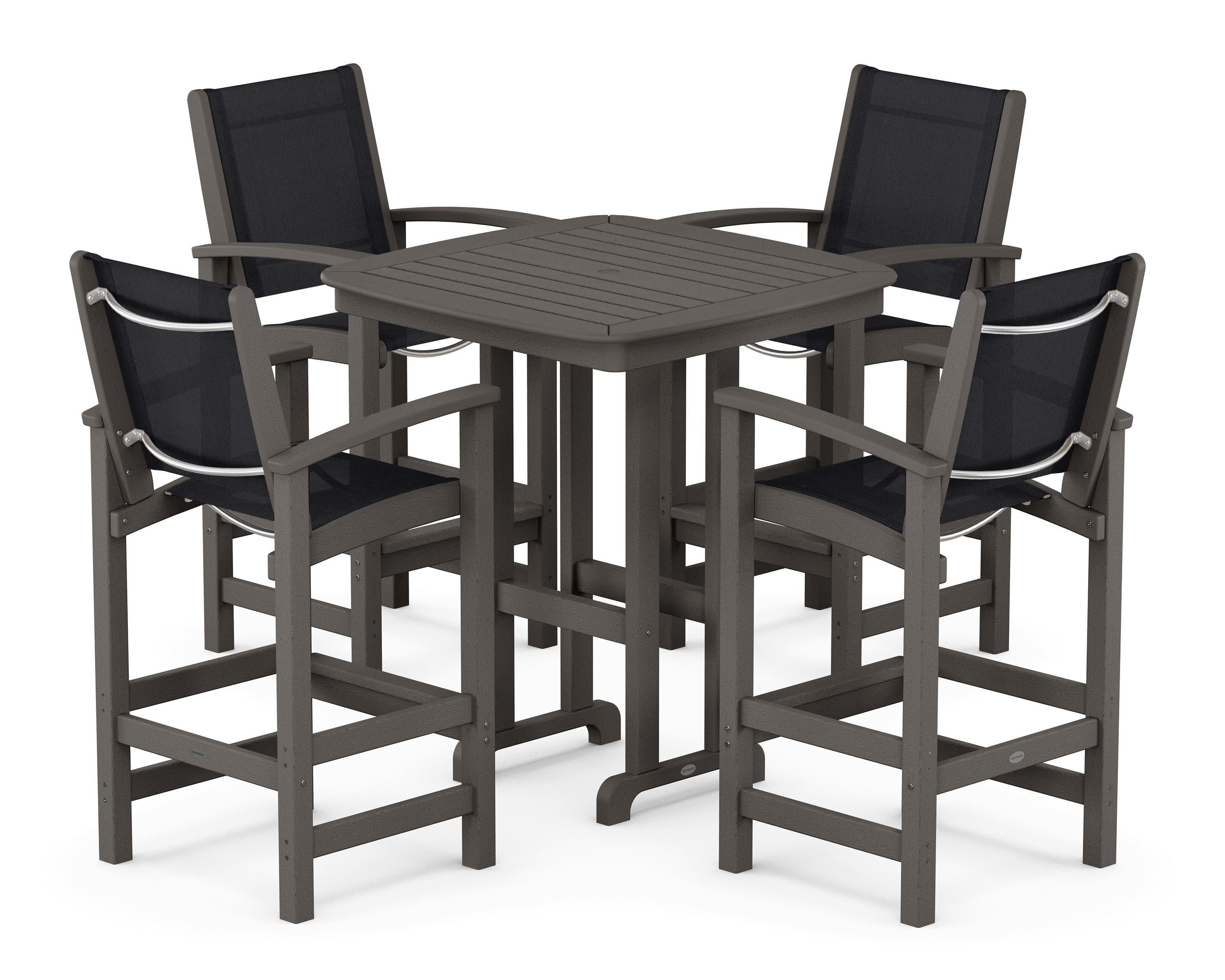 Coastal 5-Piece Bar Set in Vintage Coffee / Black Sling