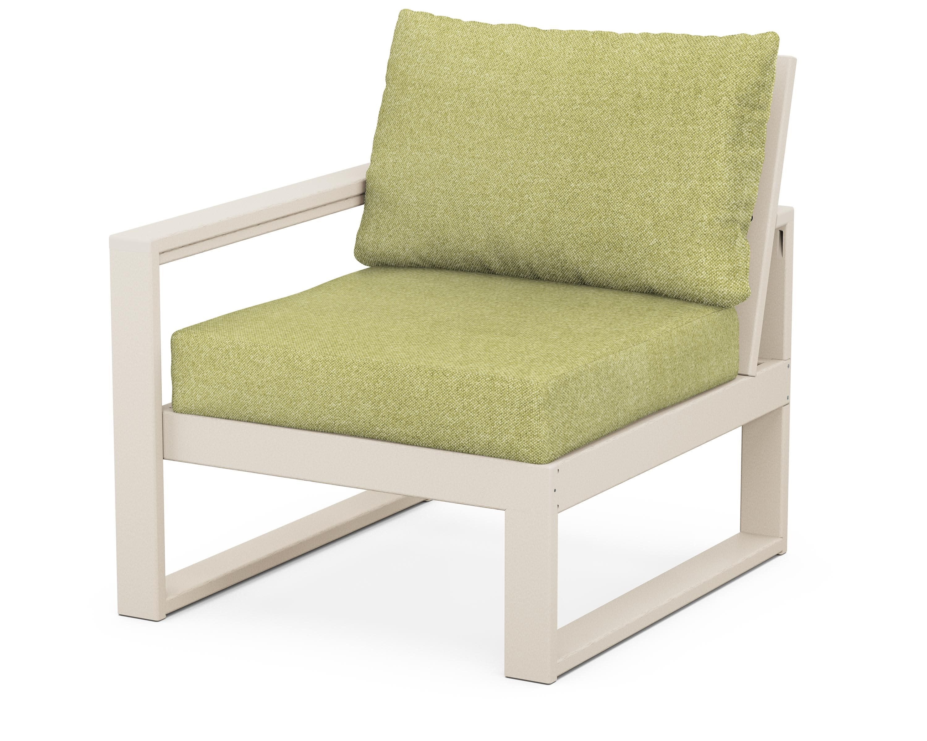 EDGE Modular Left Arm Chair in Sand / Chartreuse Boucle