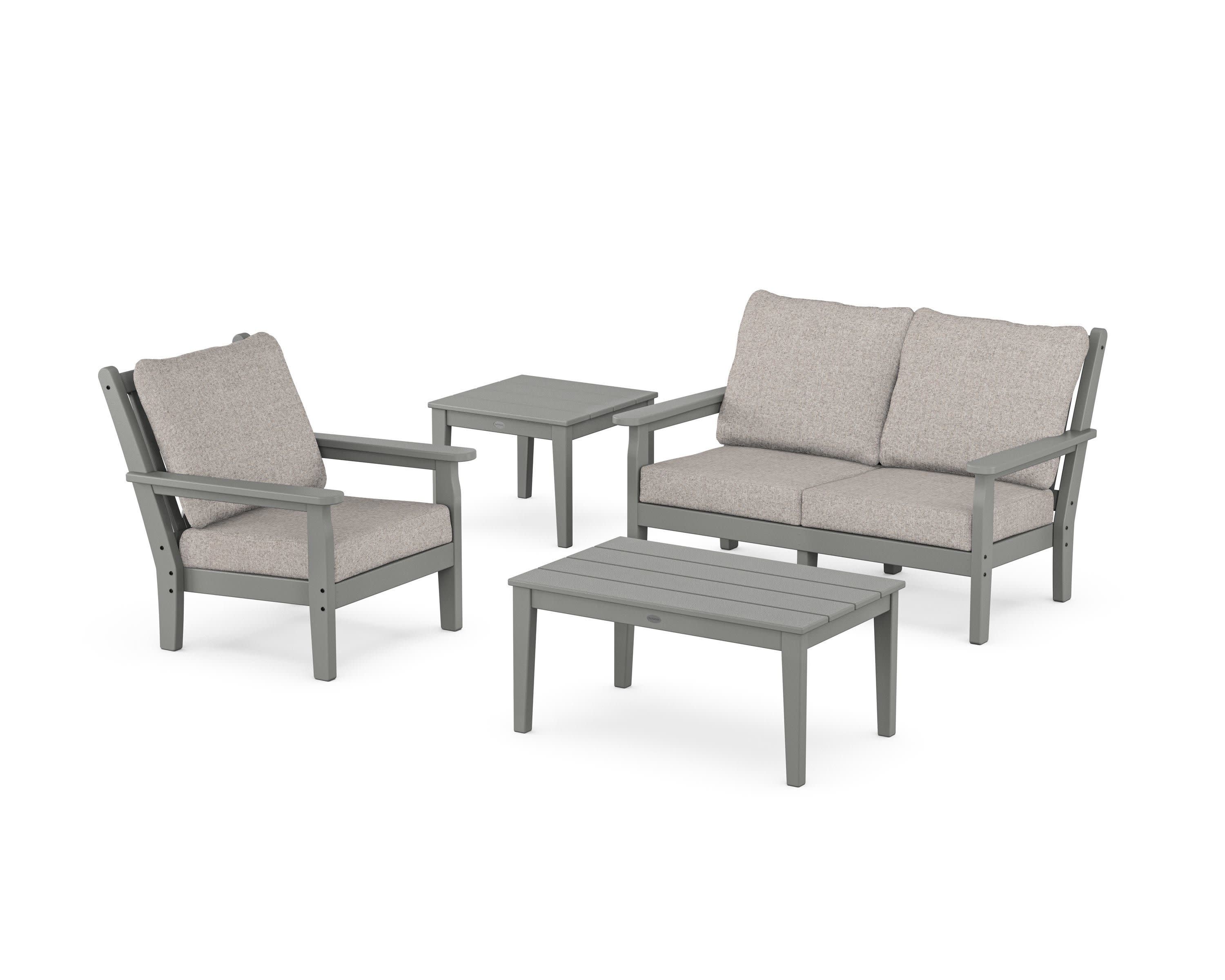 Chippendale 4-Piece Deep Seating Set in Slate Grey / Weathered Tweed