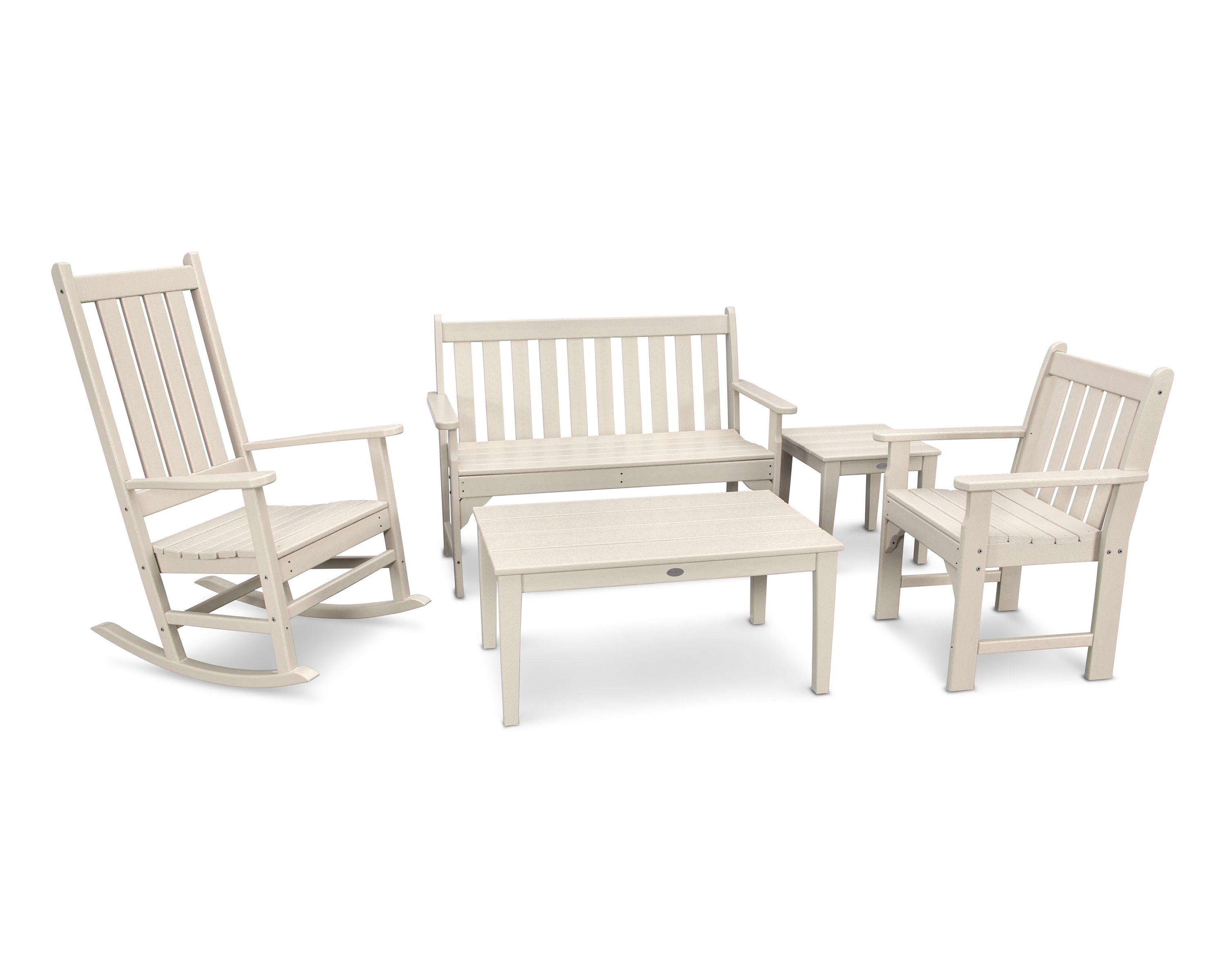 Vineyard 5-Piece Bench & Rocking Chair Set in Sand