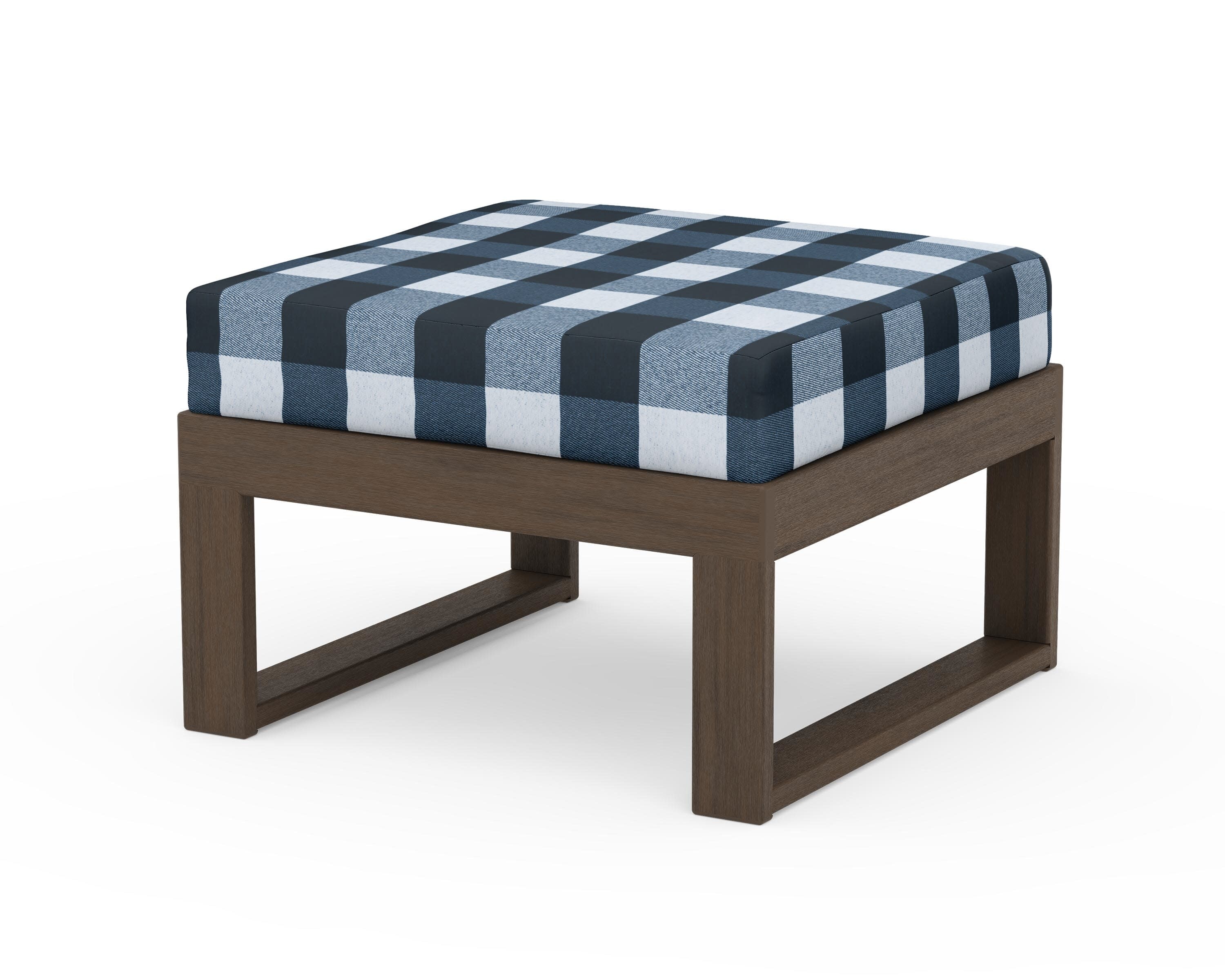 Modular Ottoman - Modern in Kona / Buffalo Plaid Marine Indigo