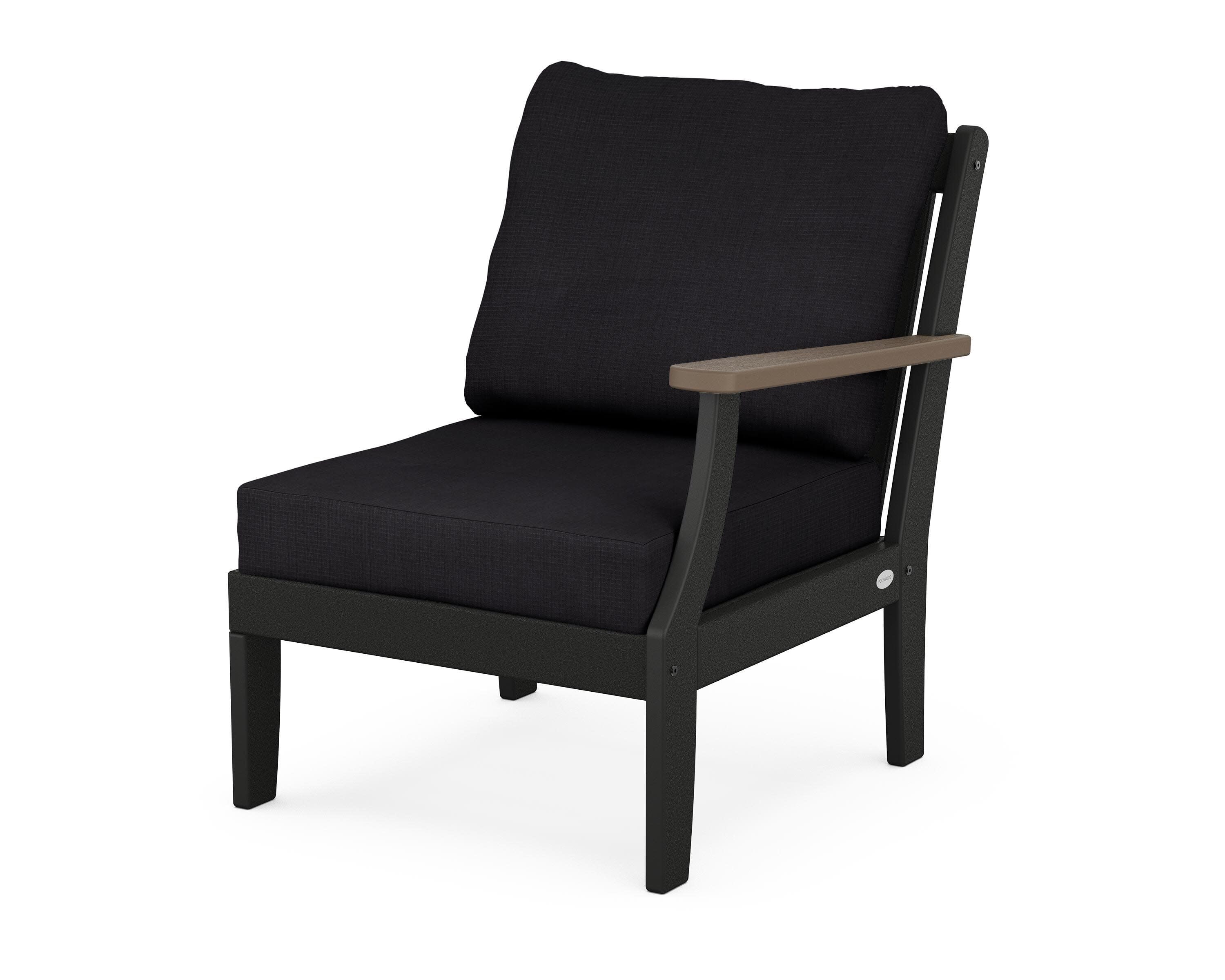Braxton Modular Right Arm Chair in Black / Kona / Midnight Linen