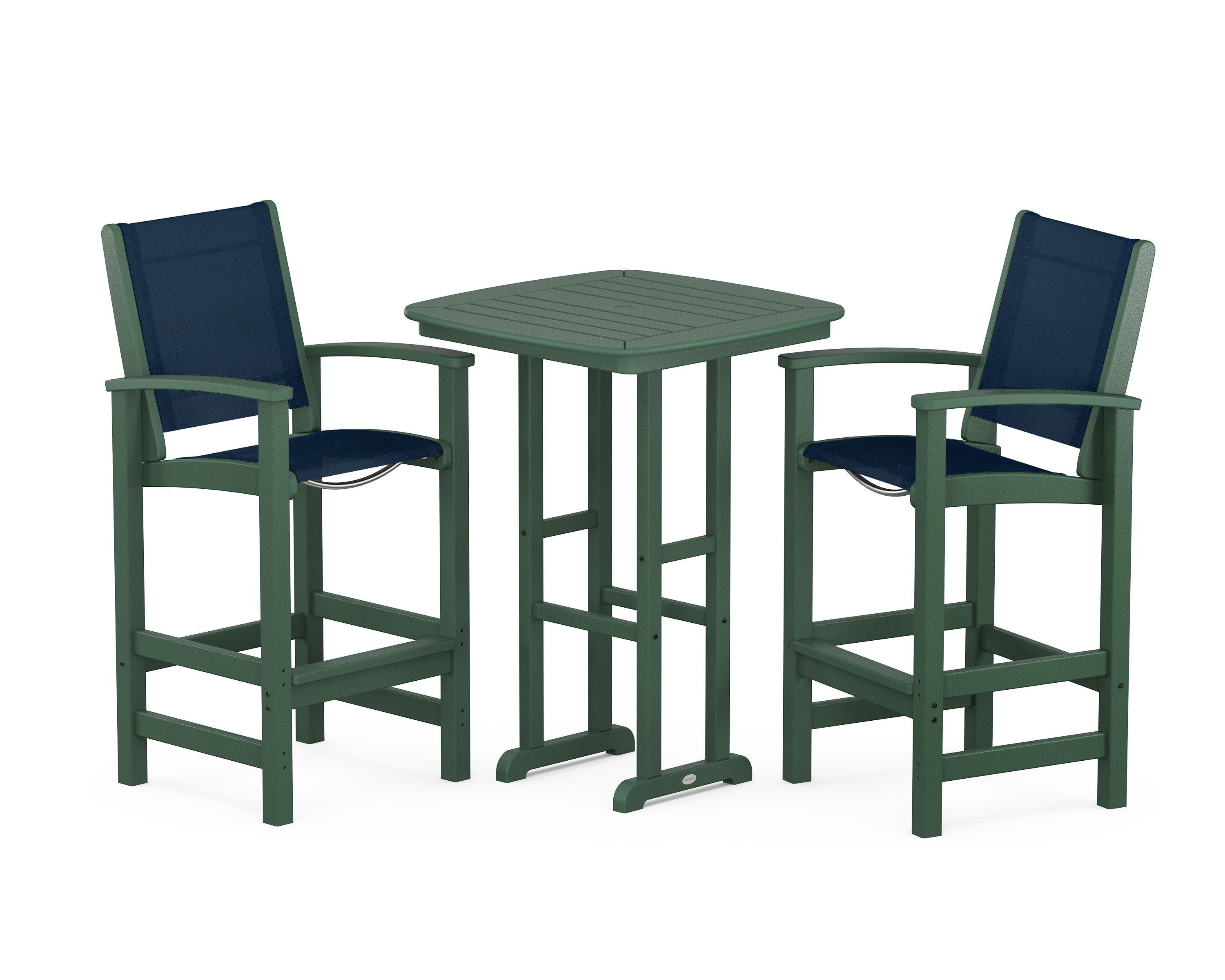 Coastal 3-Piece Bar Set in Green / Navy Blue Sling