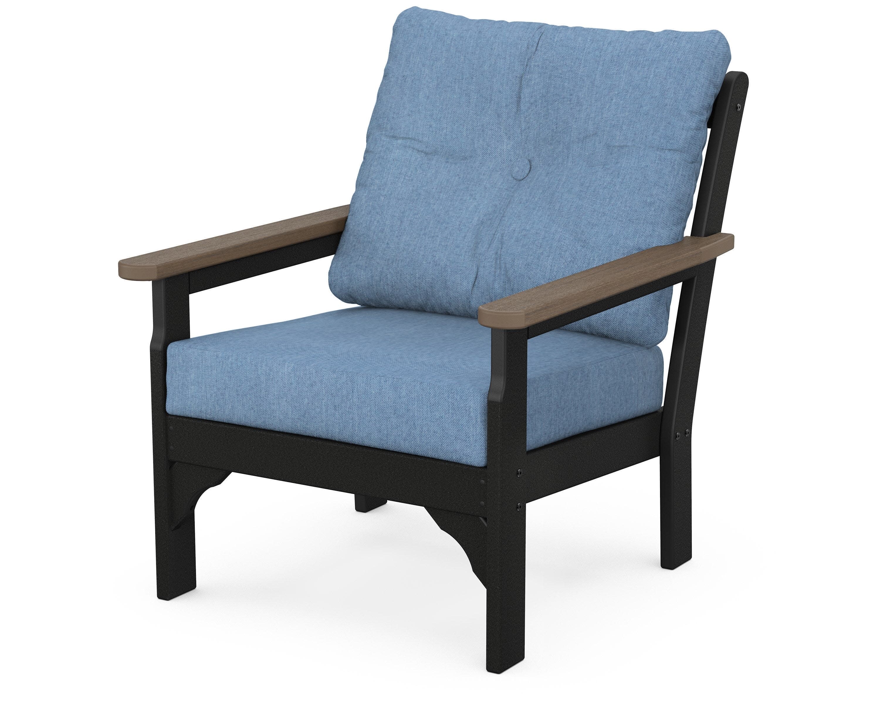 Vineyard Deep Seating Chair in Black / Kona / Sky Blue