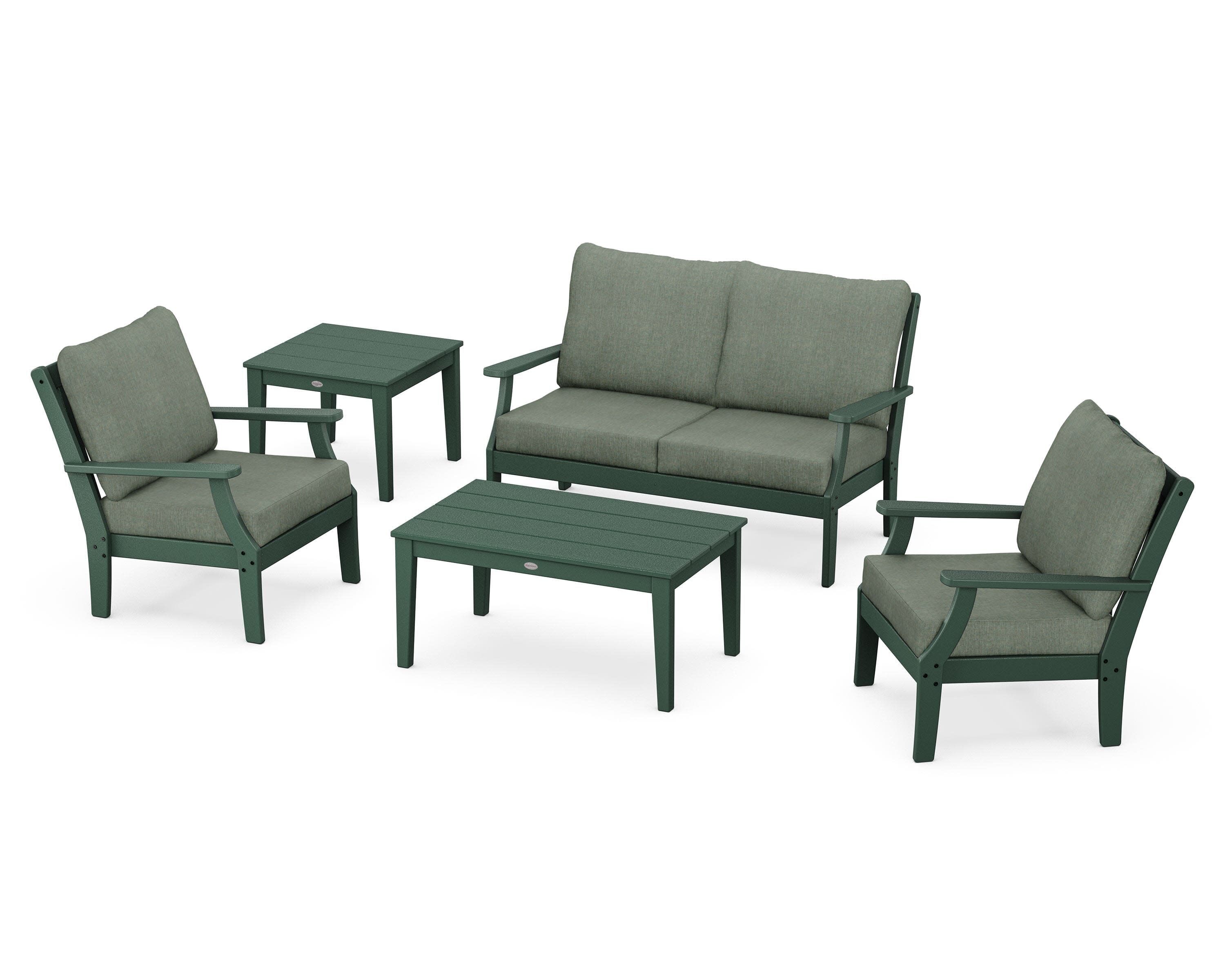 Braxton 5-Piece Deep Seating Set in Green / Cast Sage